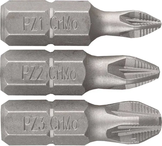 Набор бит "МАСТЕР" (1/4"; 25 мм; PZ1, PZ2, PZ3; 3 предмета) ЗУБР 26009-PZ-H3