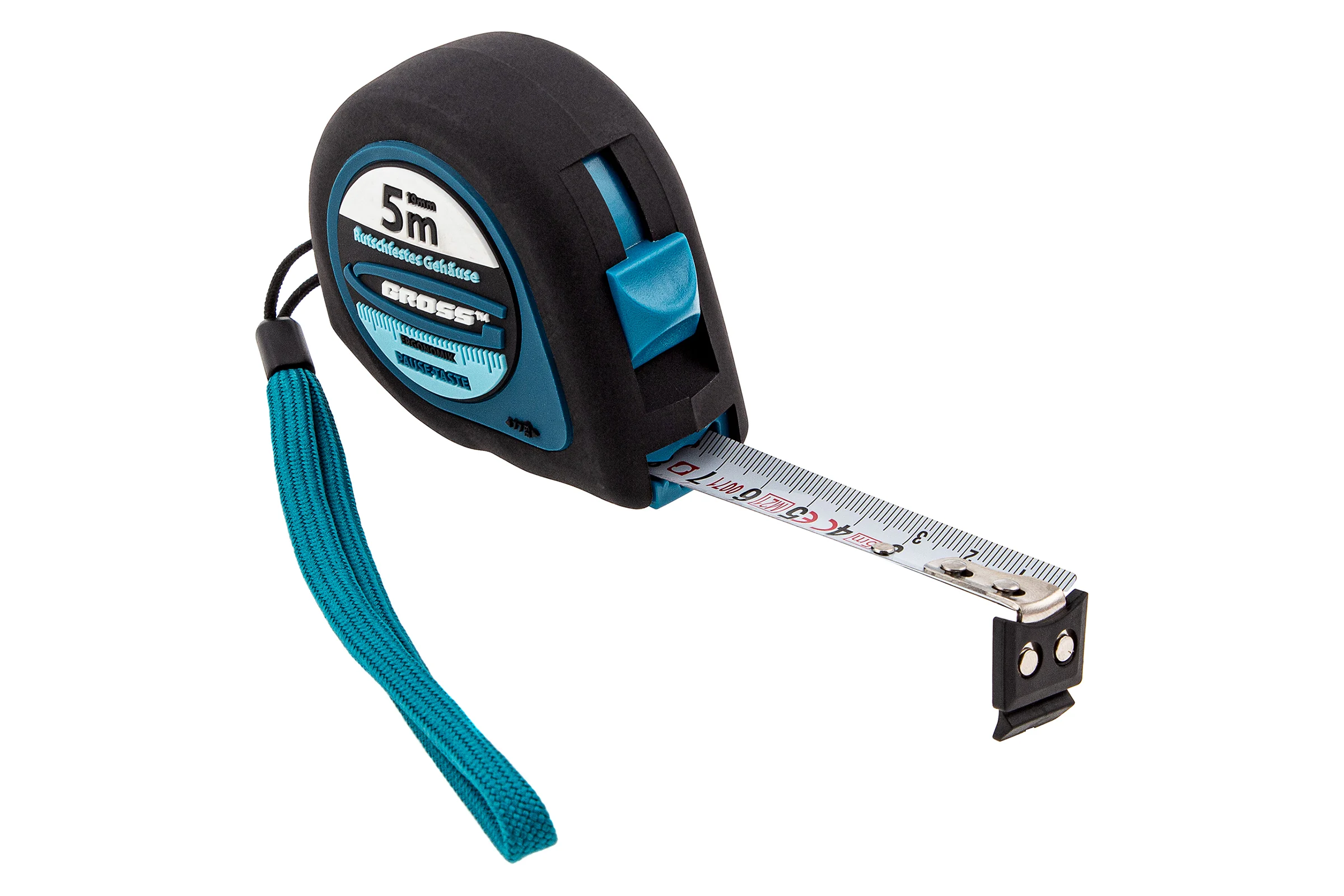Рулетка GROSS Ergonomisch 5 м, 19 мм, магнитный обрезиненный зацеп 31102