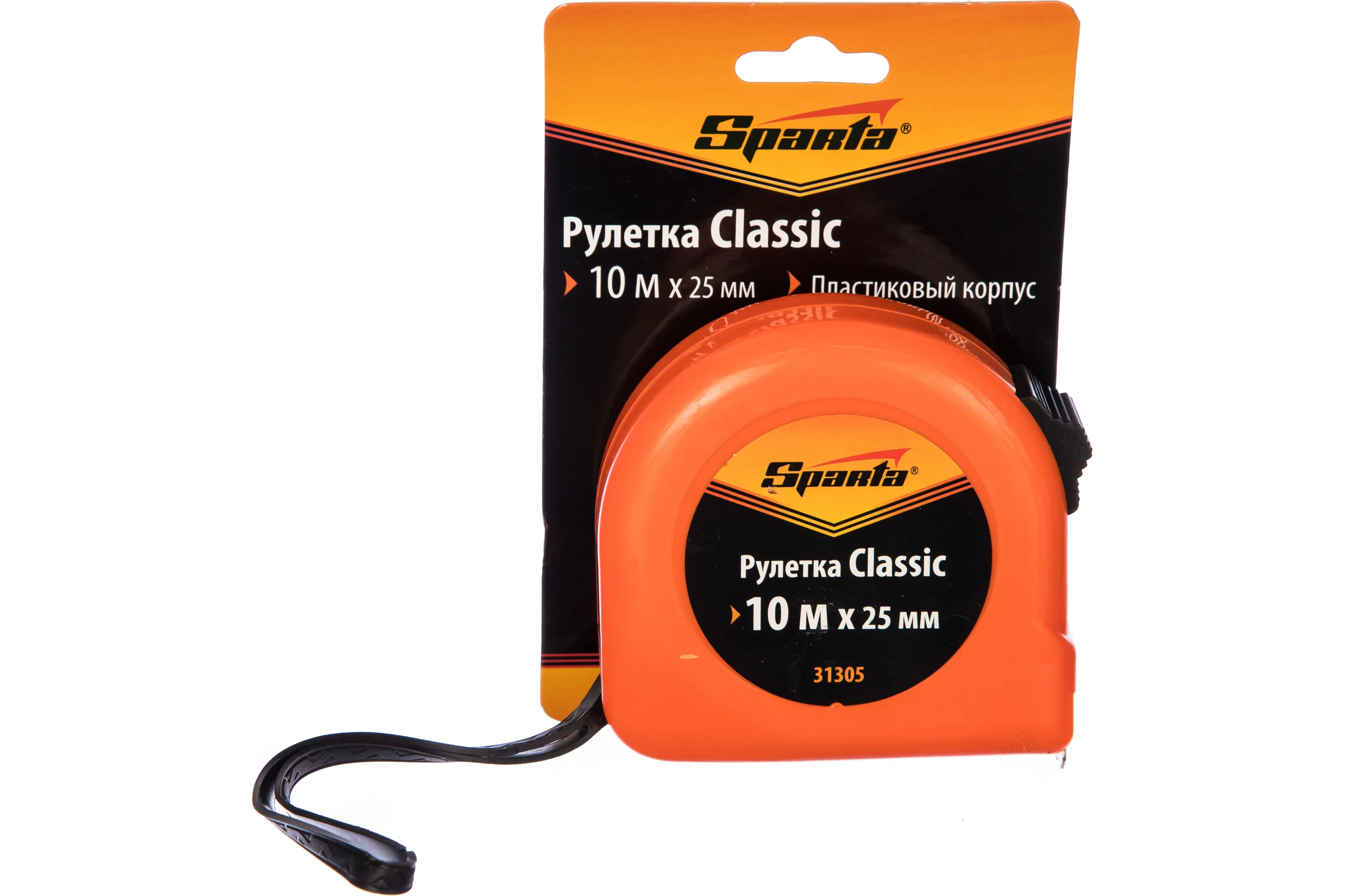 Рулетка SPARTA Classic,10 м х 25 мм, пластиковый корпус// 31305