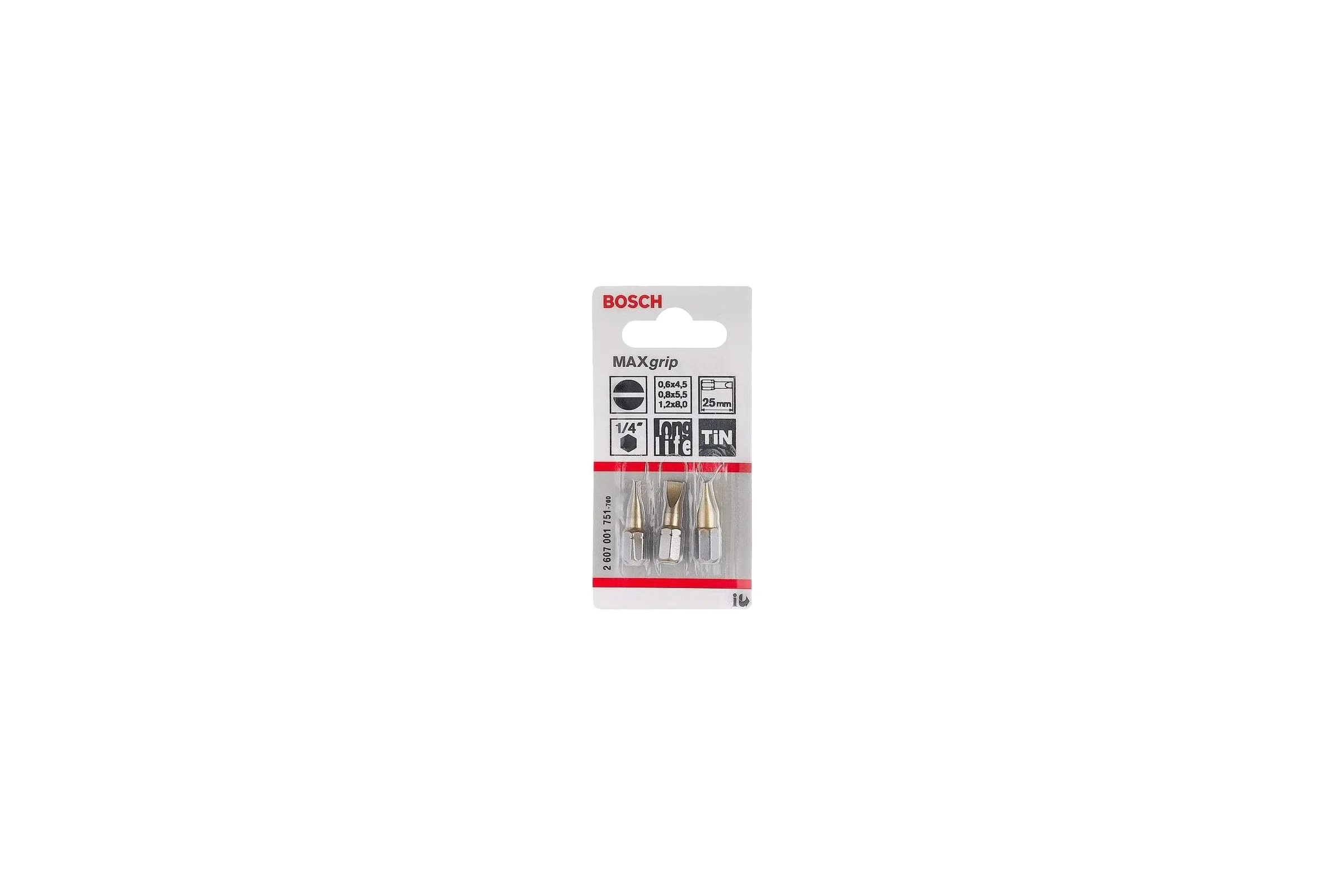 Набор бит (25 мм; 3 шт) прямой шлиц TIN SET Bosch 2607001751