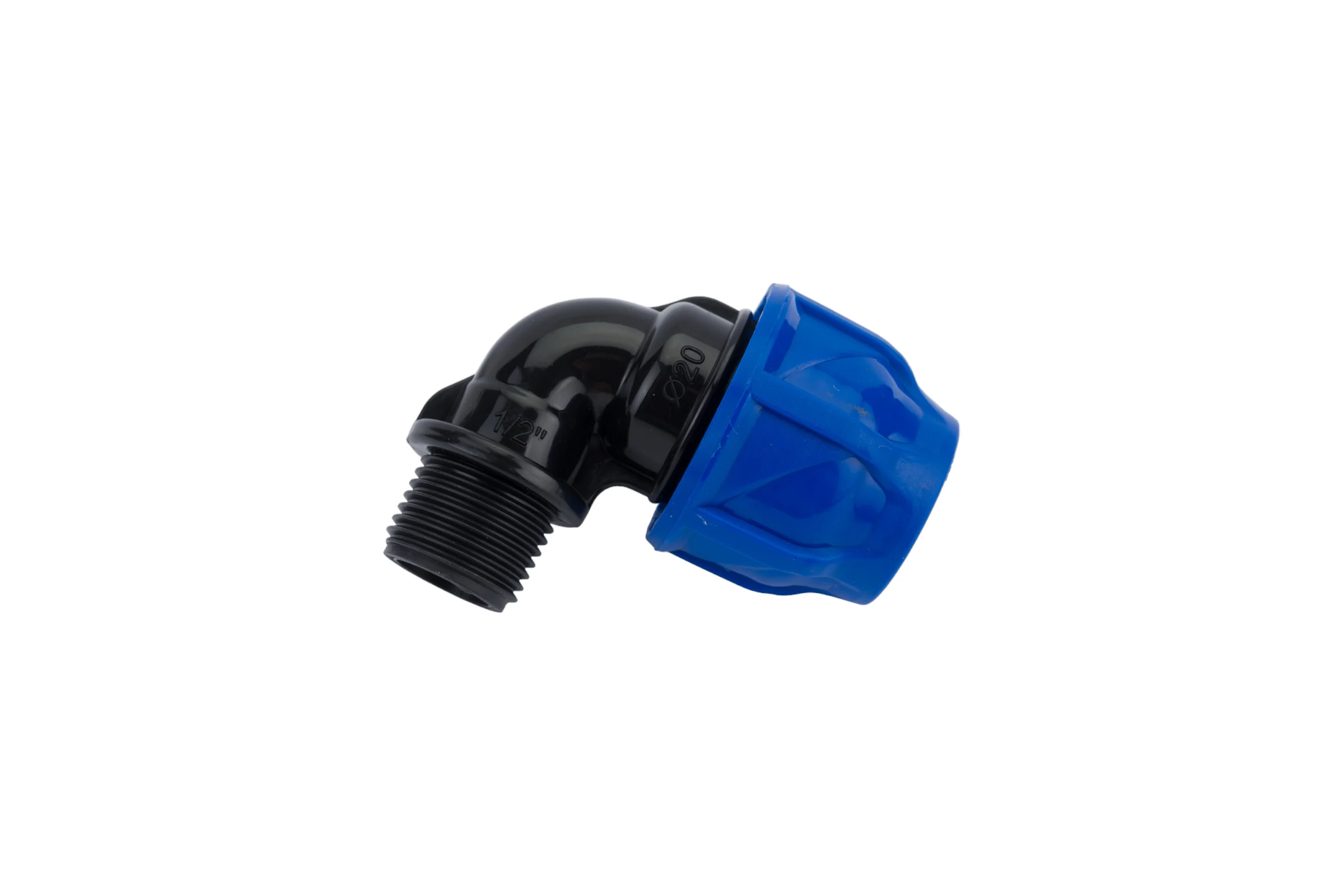 Отвод компрессионный наружная резьба TEBO ПНД 20x1/2" T-ПНД.О.5.20-12.CN