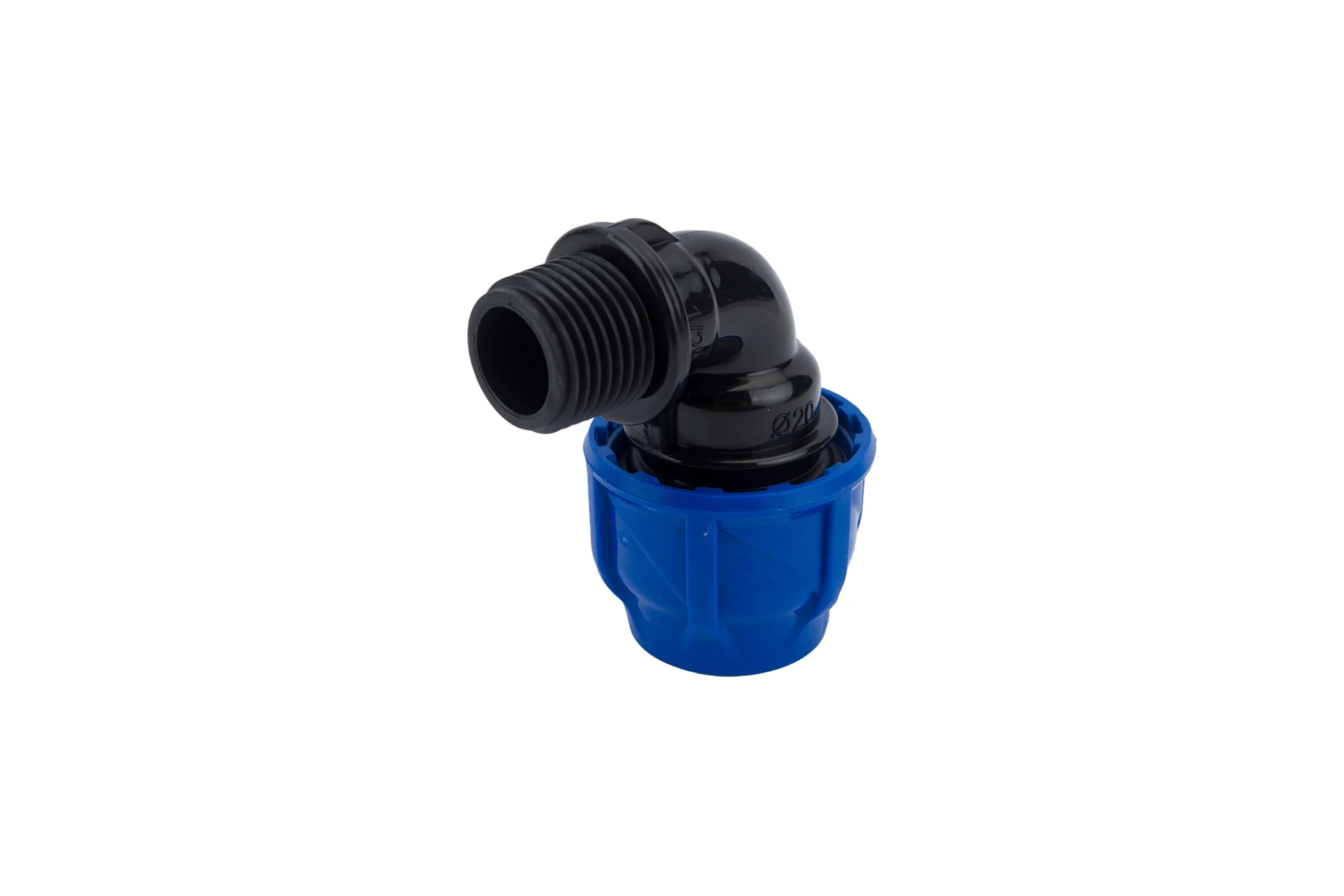 Отвод компрессионный наружная резьба TEBO ПНД 20x1/2" T-ПНД.О.5.20-12.CN