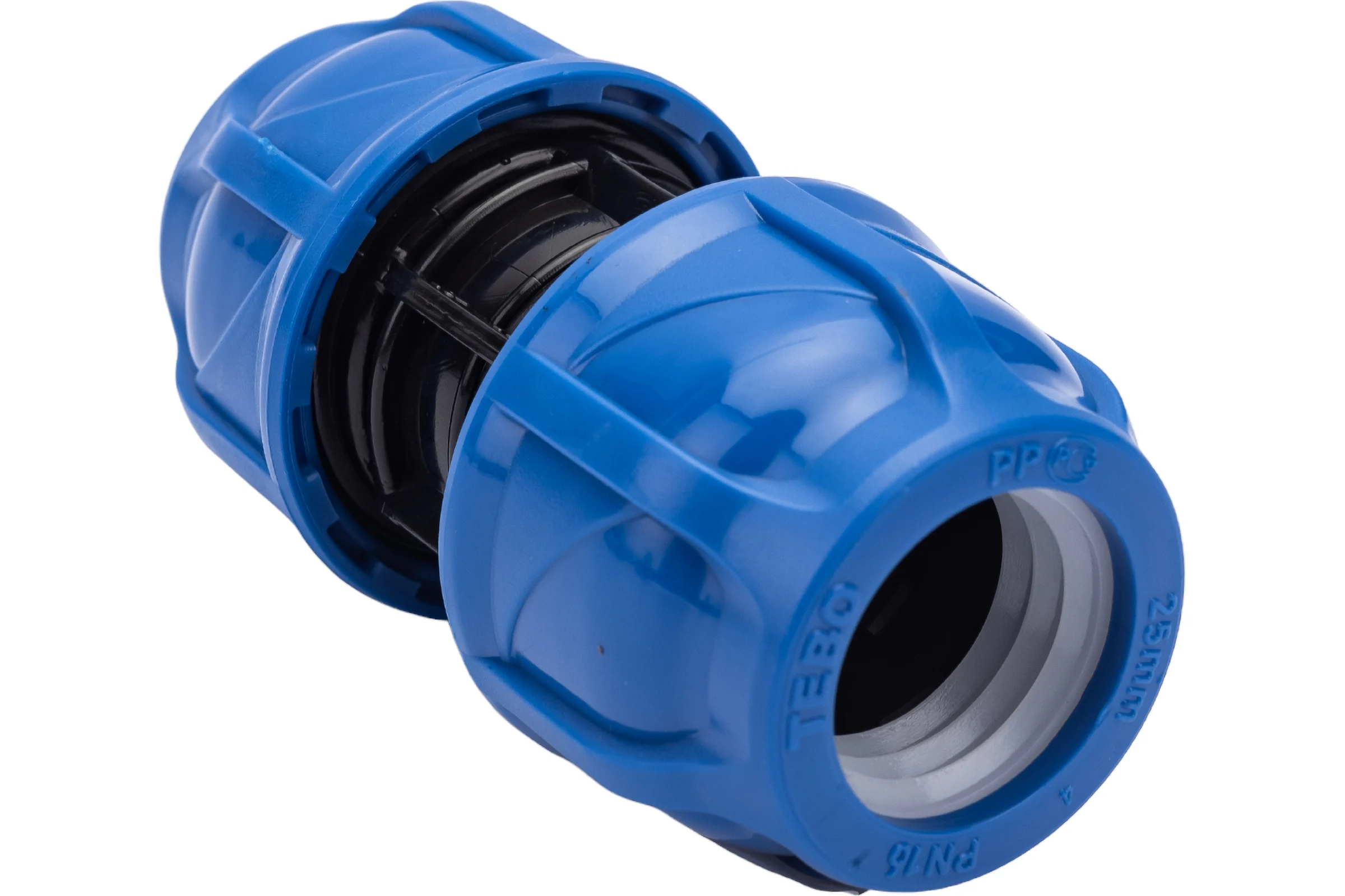 Компрессионная муфта TEBO ПНД соединительная 25x25 T-ПНД.М.0.25-25.CN