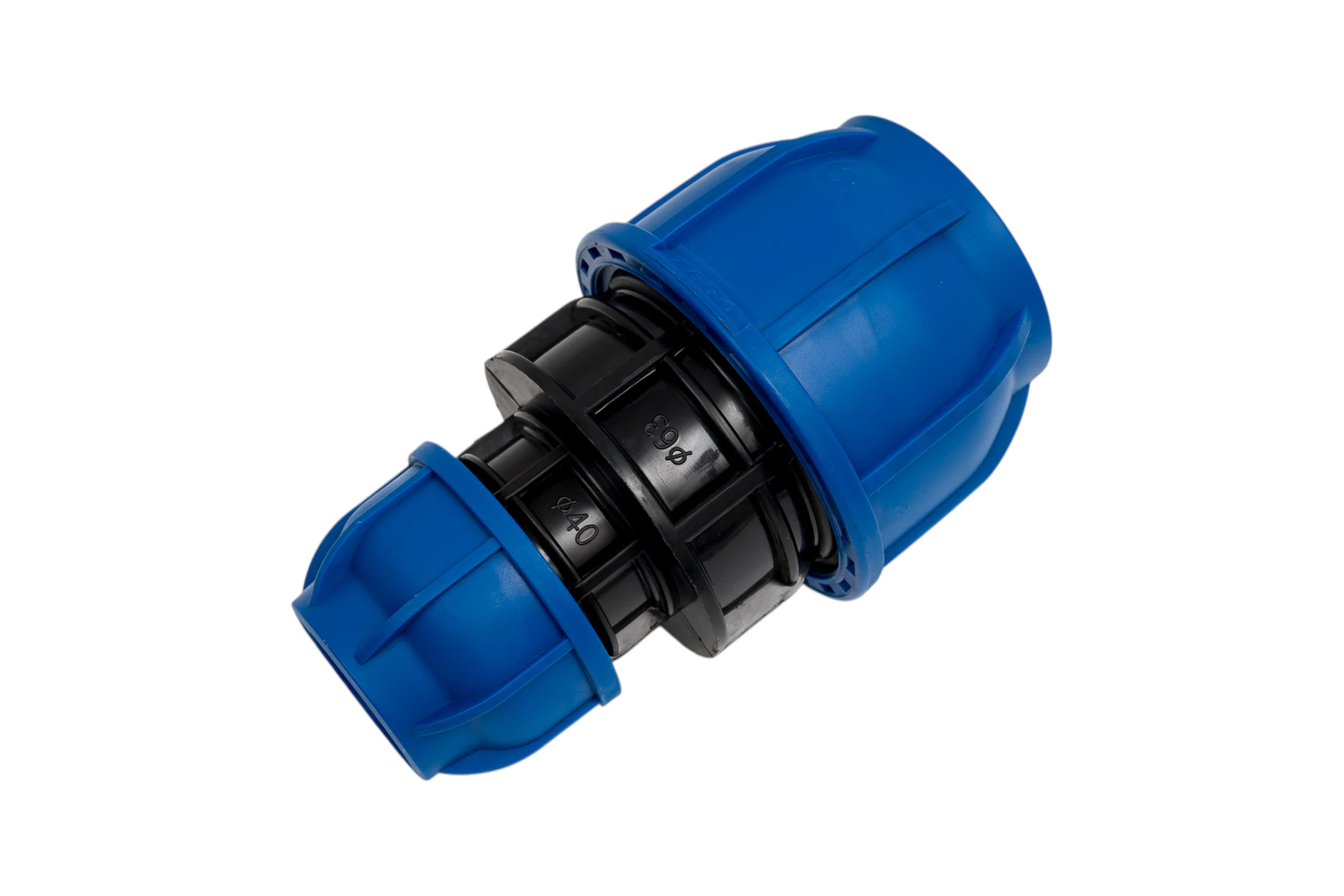 Компрессионная муфта TEBO ПНД переxодная 63x40 T-ПНД.М.0.63-40.CN