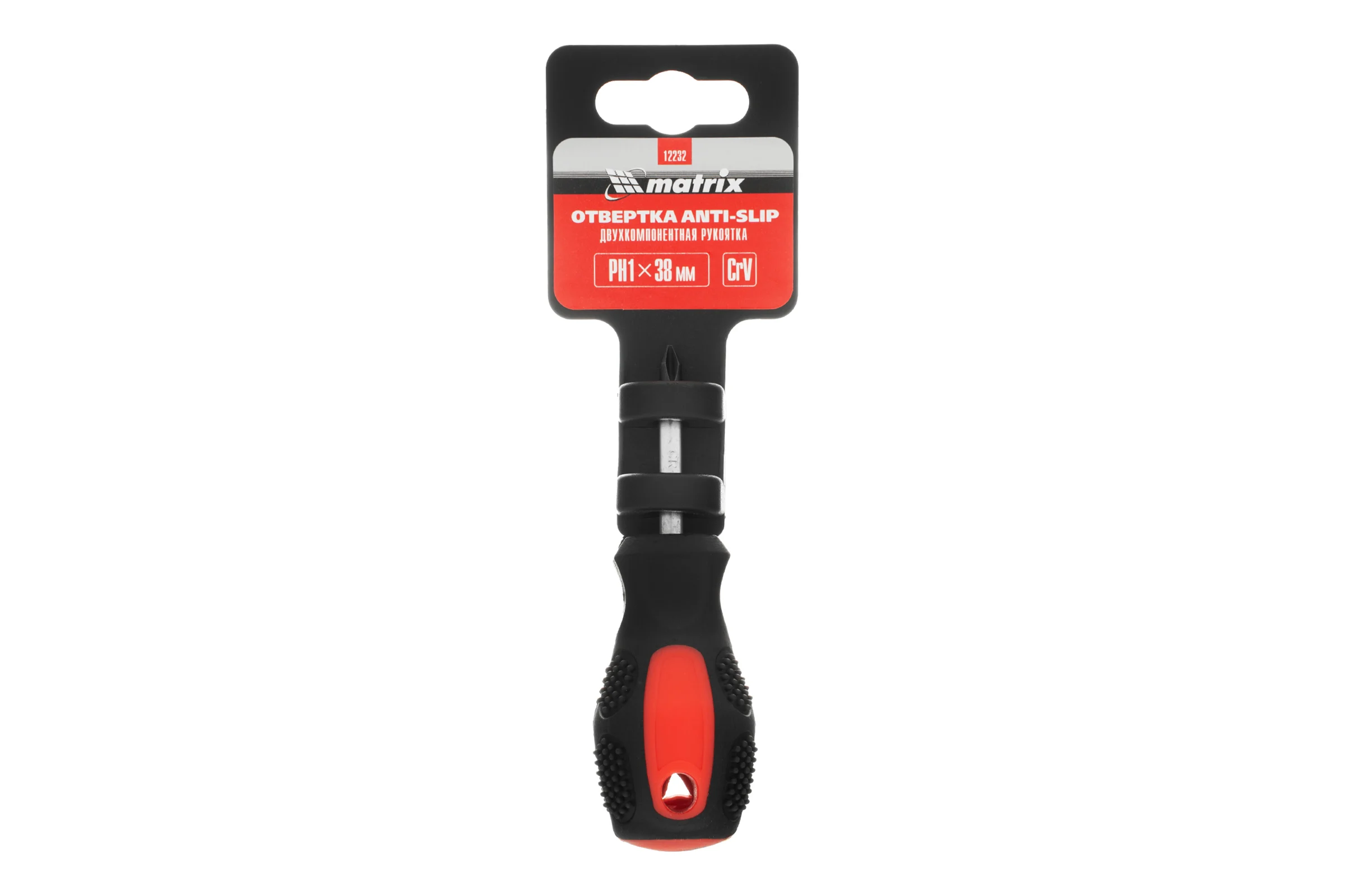Отвертка MATRIX Anti-Slip, Ph1x38 мм, CrV, двухкомп. рукоятка// 12232