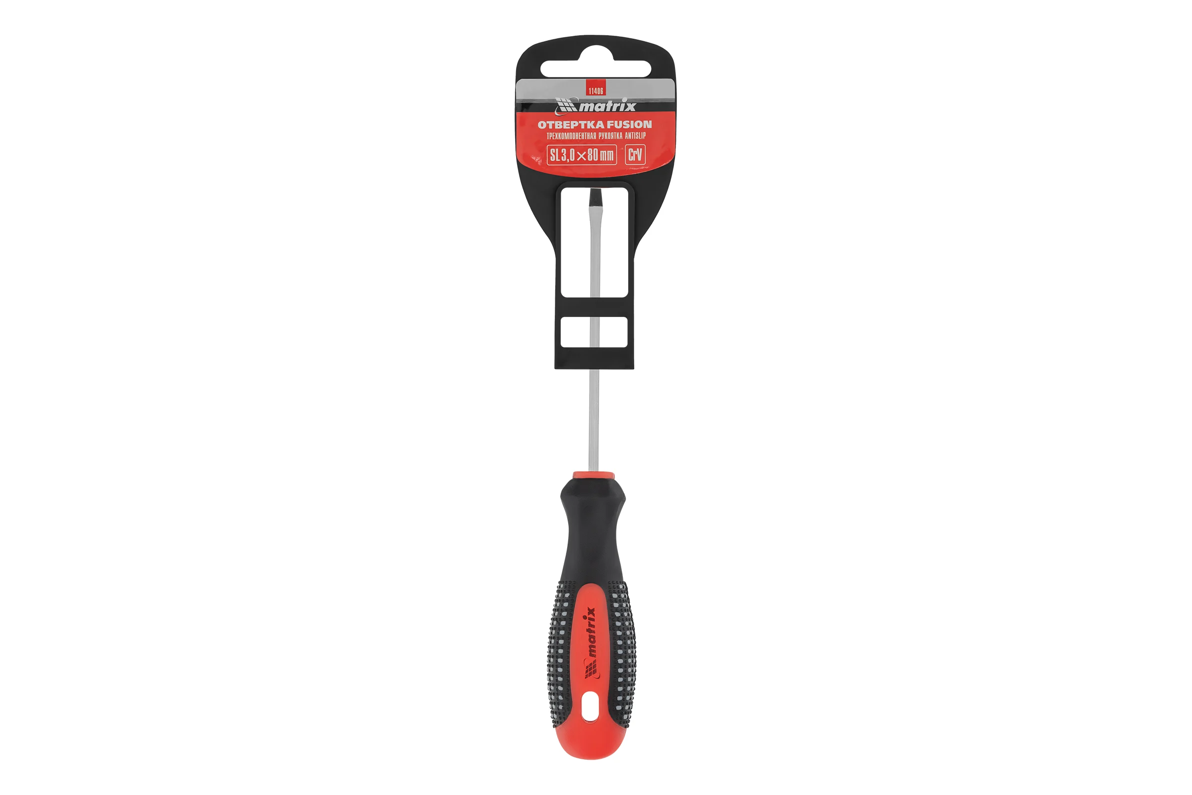 Отвертка SL3,0х80 мм MATRIX Fusion Anti slip 11406