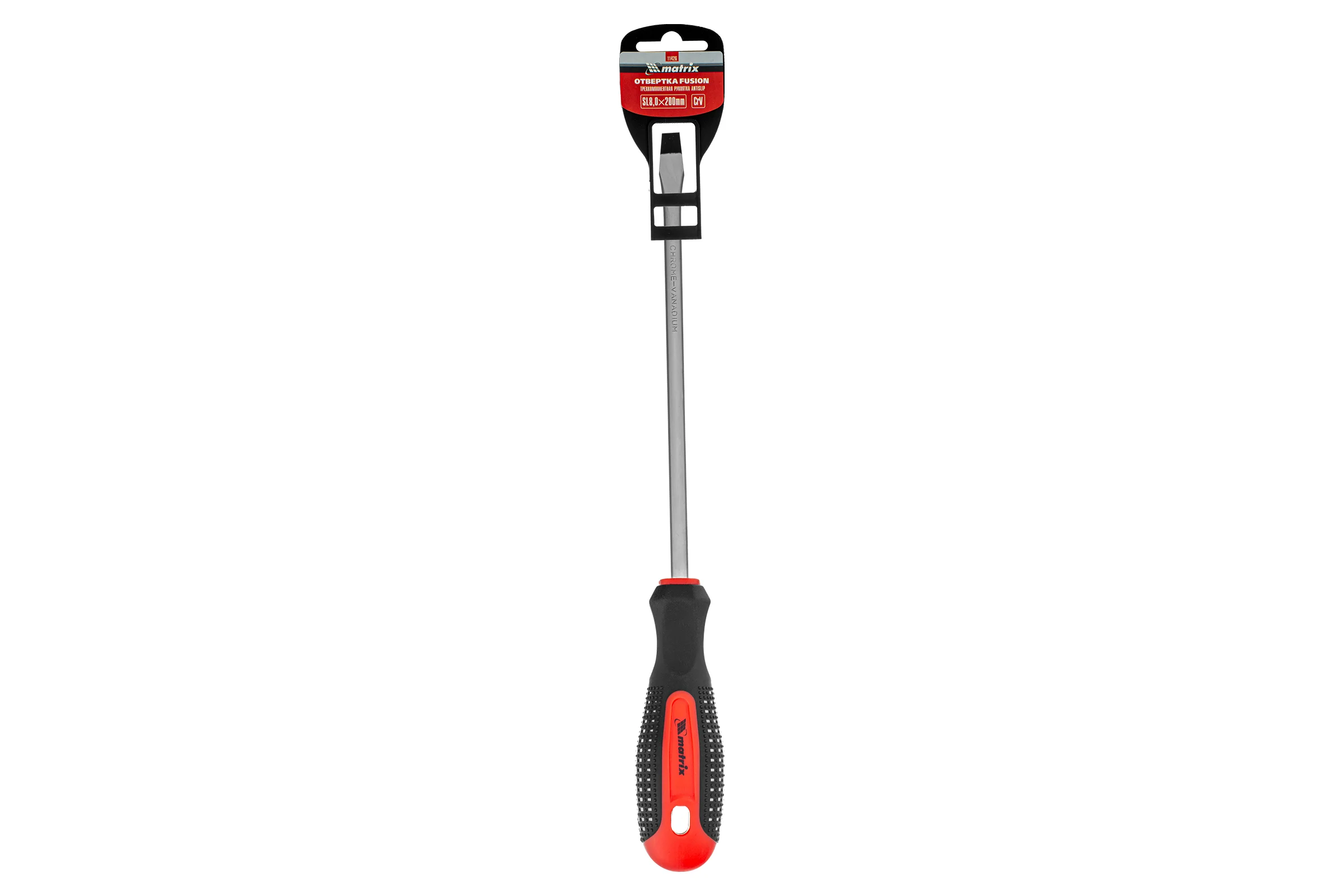 Отвертка SL8,0х200 мм MATRIX Fusion Anti slip 11426