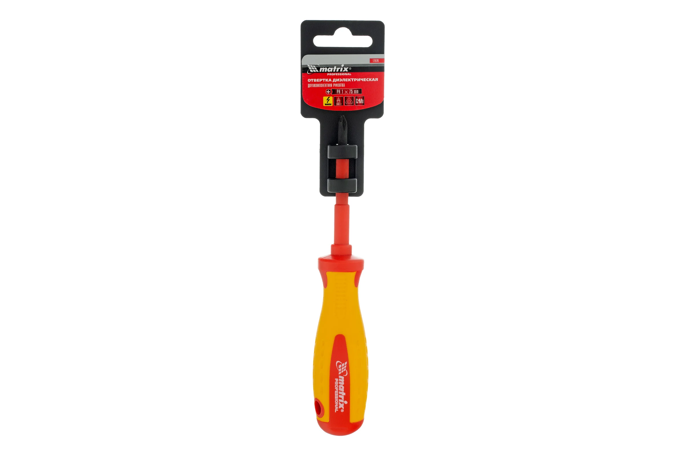 Отвертка Insulated Ph1x75 мм CrMo, до 1000 В, двухкомп. рукоятка MATRIX PROFESSIONAL 12926