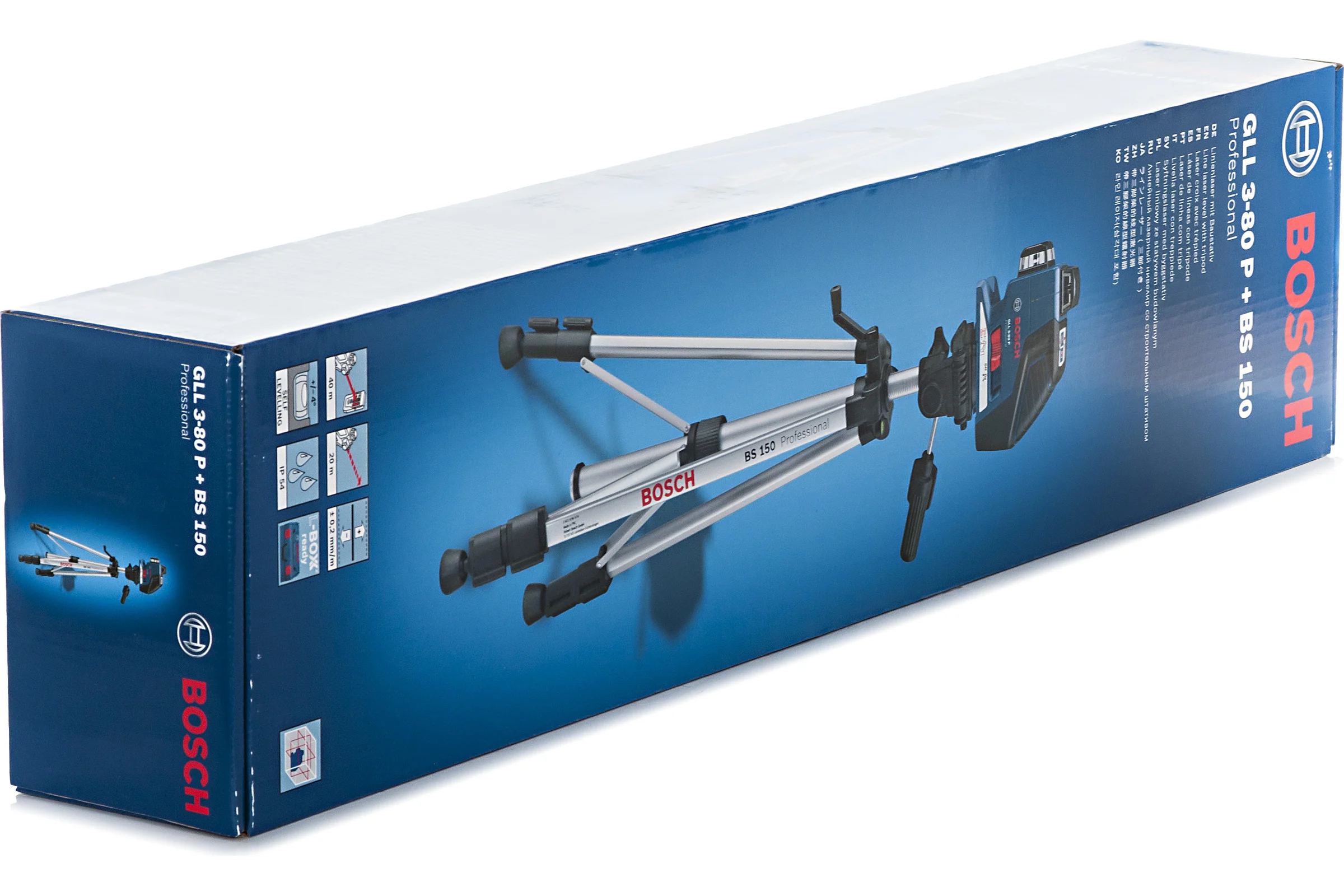 Линейный лазерный нивелир Bosch GLL 3-80 P + штатив BS 150 + вкладка под L-Boxx 0.601.063.306
