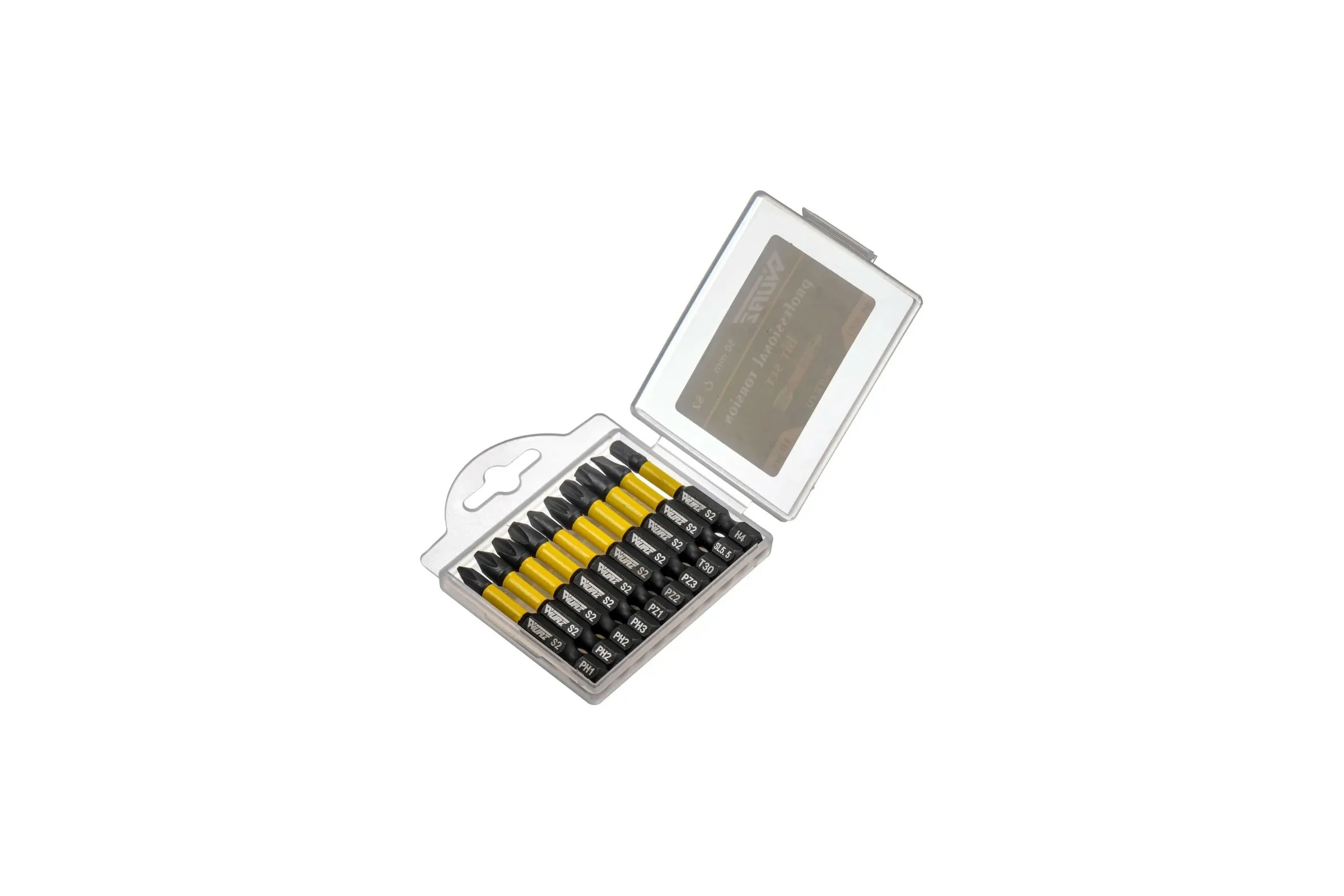 Набор торсионных бит 50 мм, PH1,PH2x2,PH3,PZ1,PZ2,PZ3,T30,SL5.5,H4, 10 шт WURZ 4201