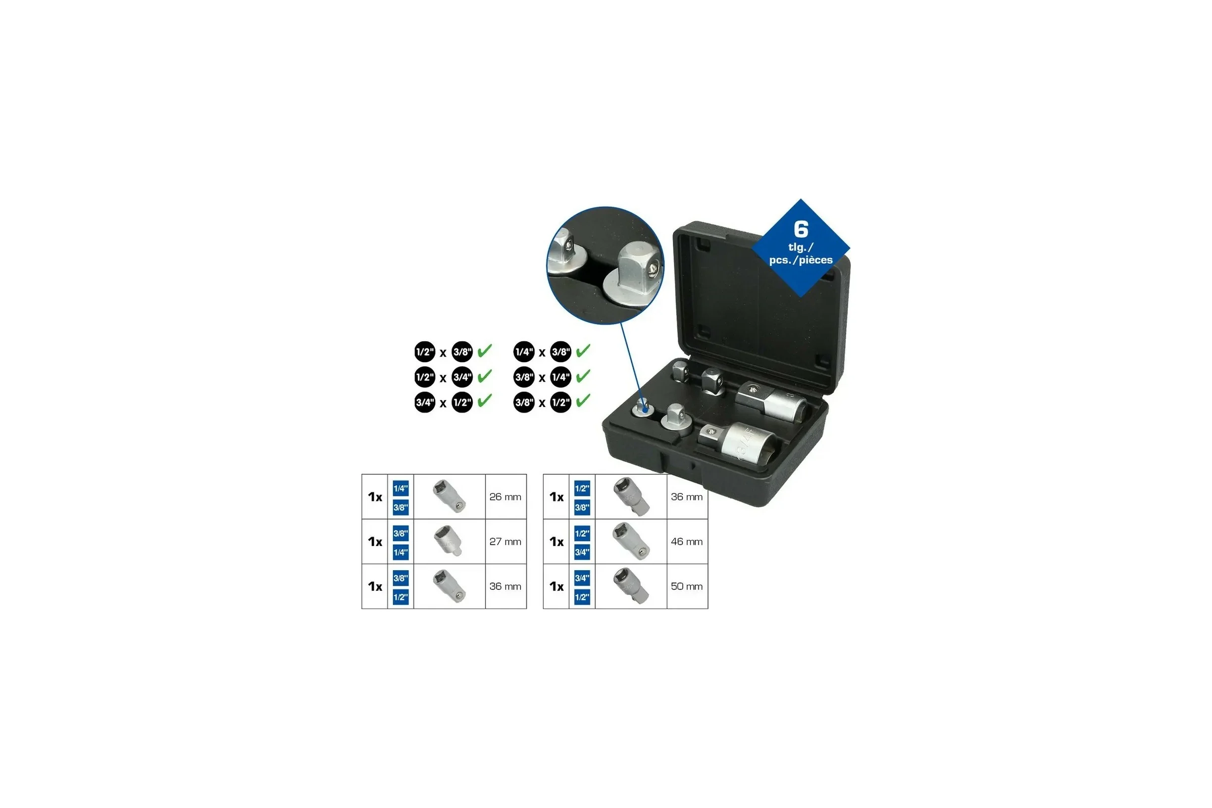 Набор адаптеров 6 шт Brilliant Tools BT024006