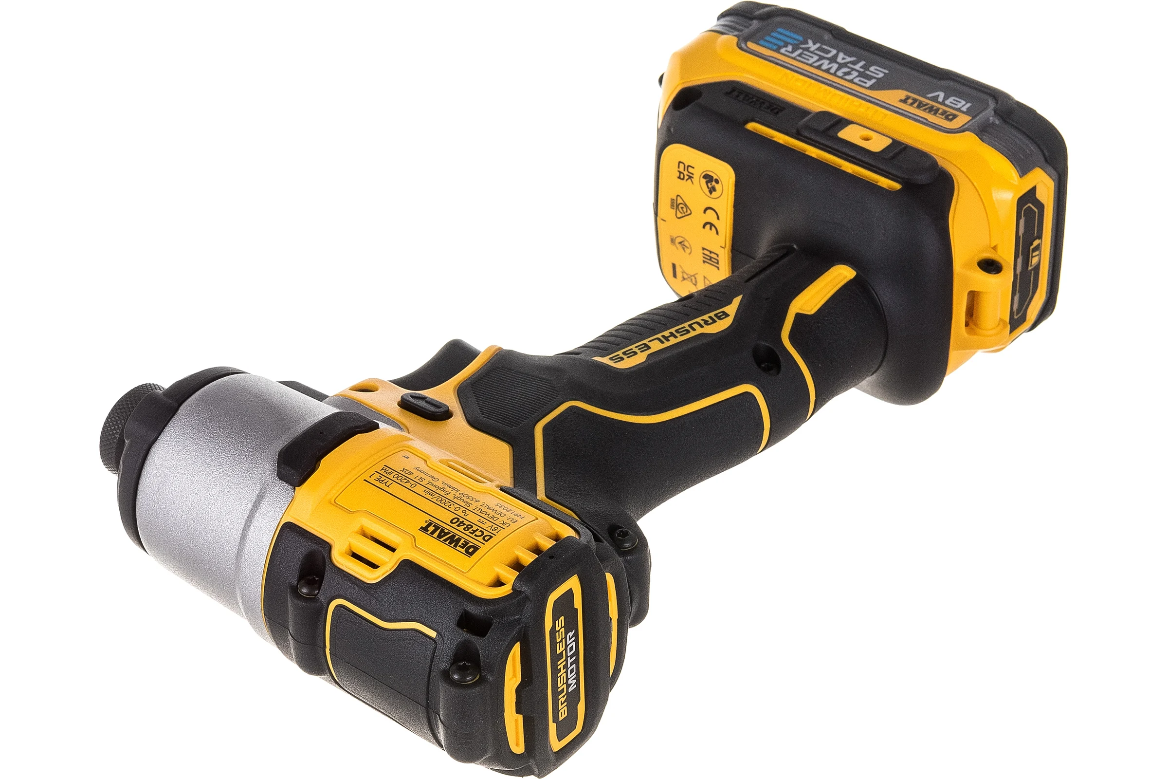 Бесщеточный импульсный шуруповерт DEWALT 18 В XR батарея POWERSTACK, чемодан TSTAK DCF840E1T-XJ