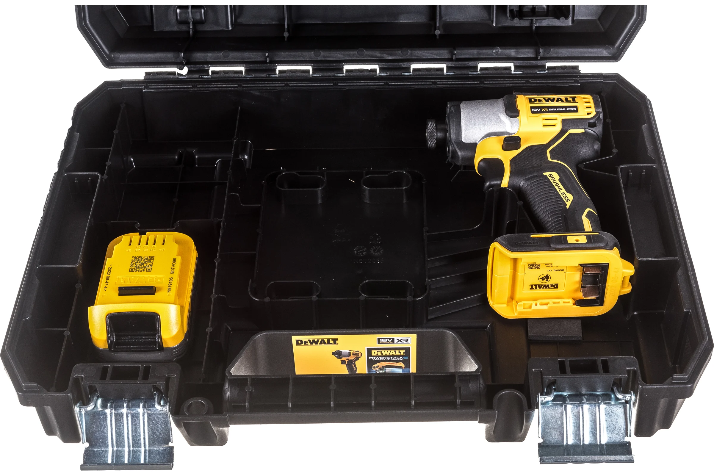 Бесщеточный импульсный шуруповерт DEWALT 18 В XR батарея POWERSTACK, чемодан TSTAK DCF840E1T-XJ