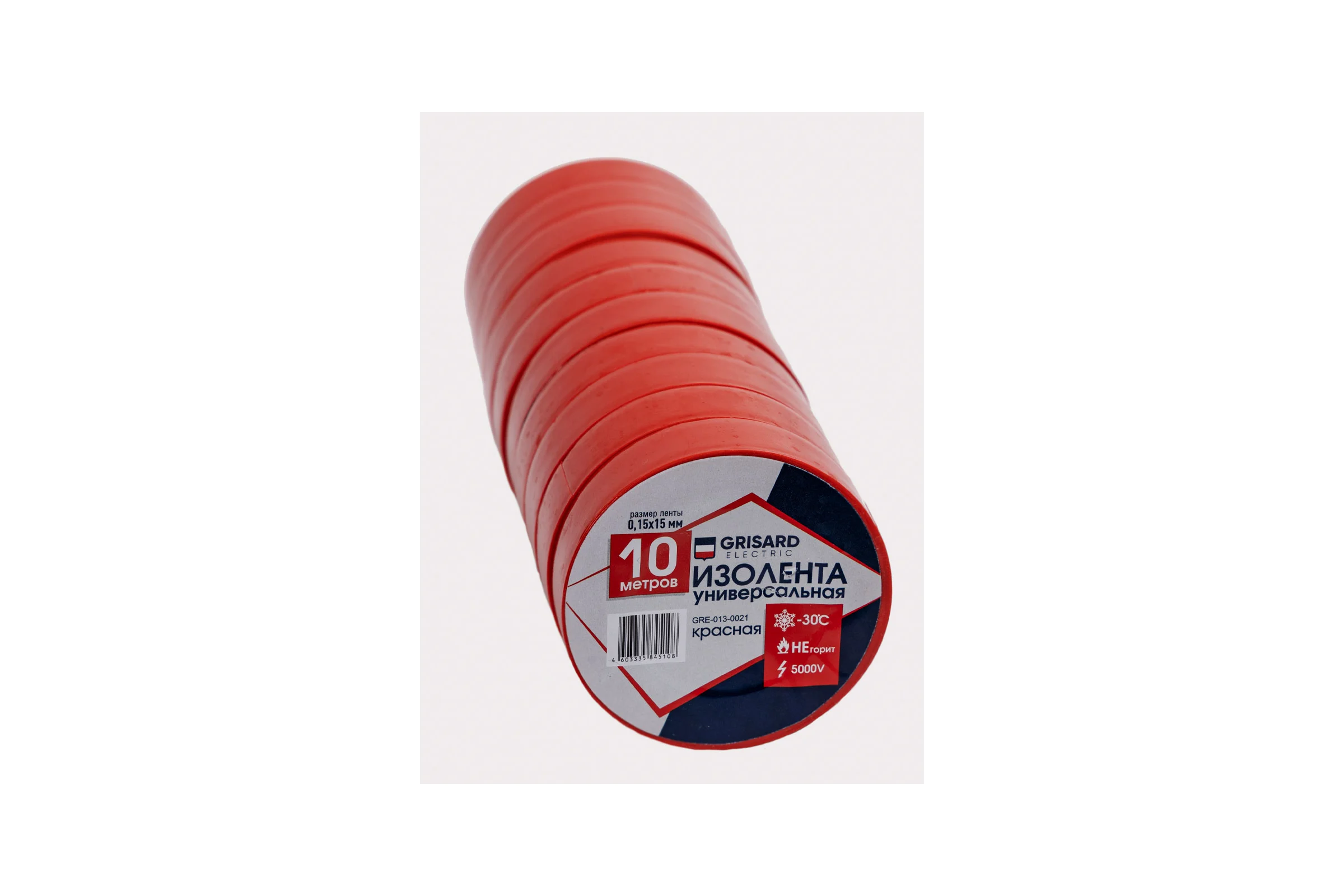 Универсальная изолента Grisard Electric 0,15x15 мм, красная, 10 м. 10 шт. GRE-013-002 GRE-013-0021