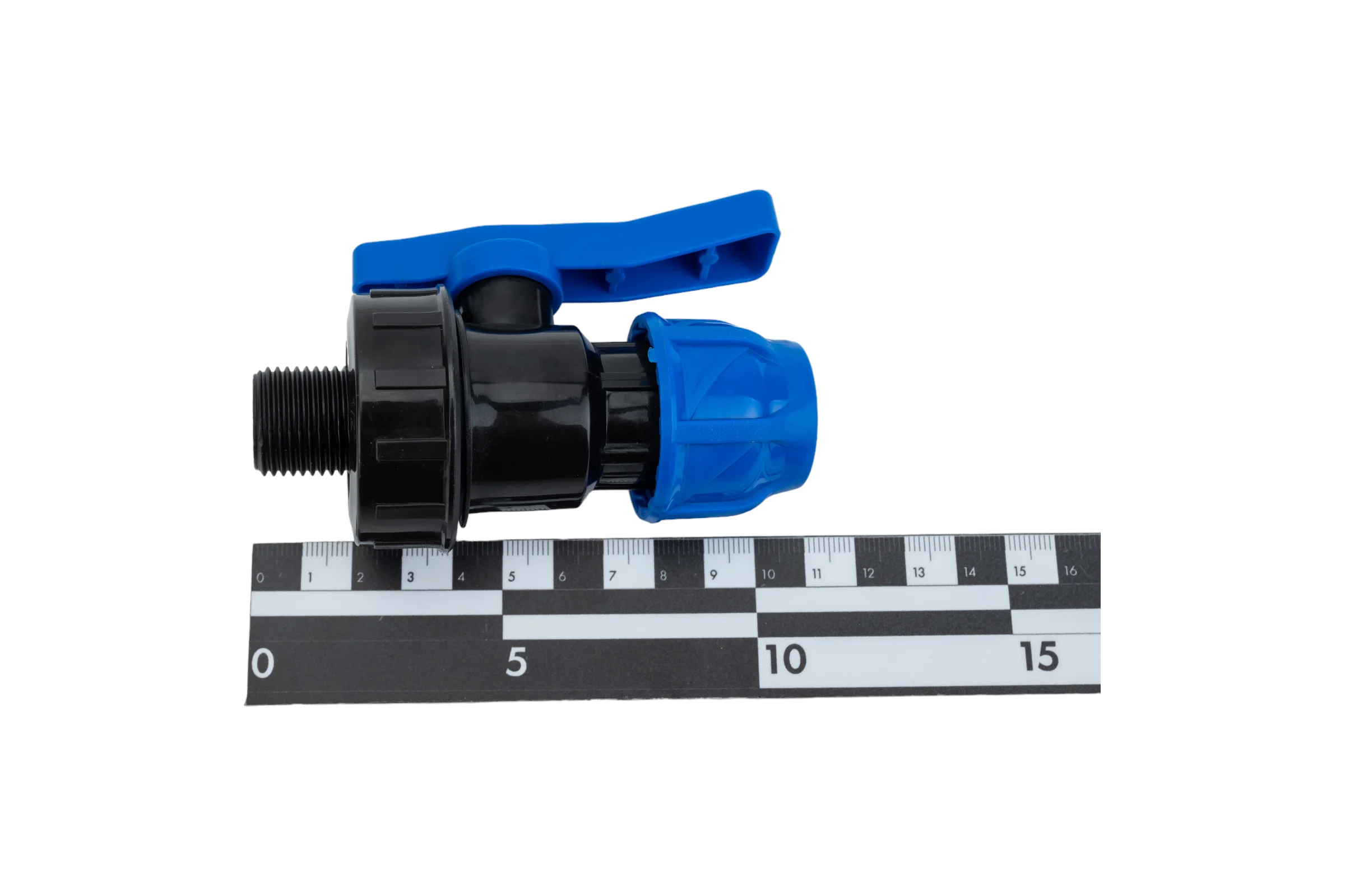 Компрессионный шаровой кран ПНД TEBO 20x1/2" нар. резьба T-ПНД.Кш.5.20-12.CN