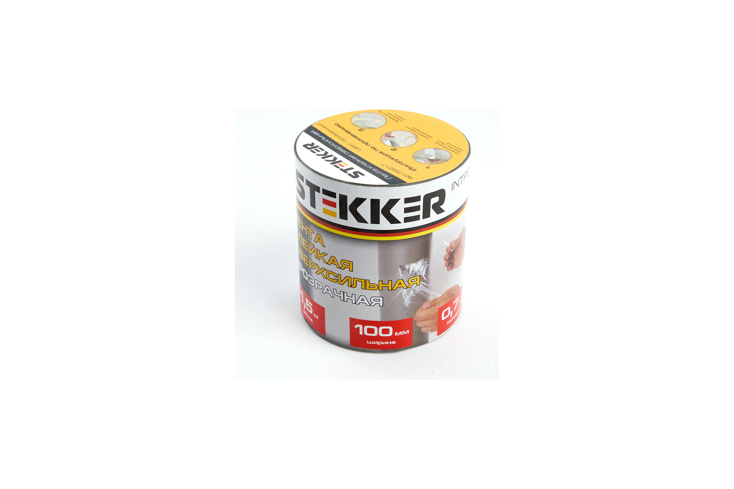 Клейкая сверхсильная лента STEKKER 0,7x100 мм, 1,5 м, прозрачная intp9-0715-10 39917