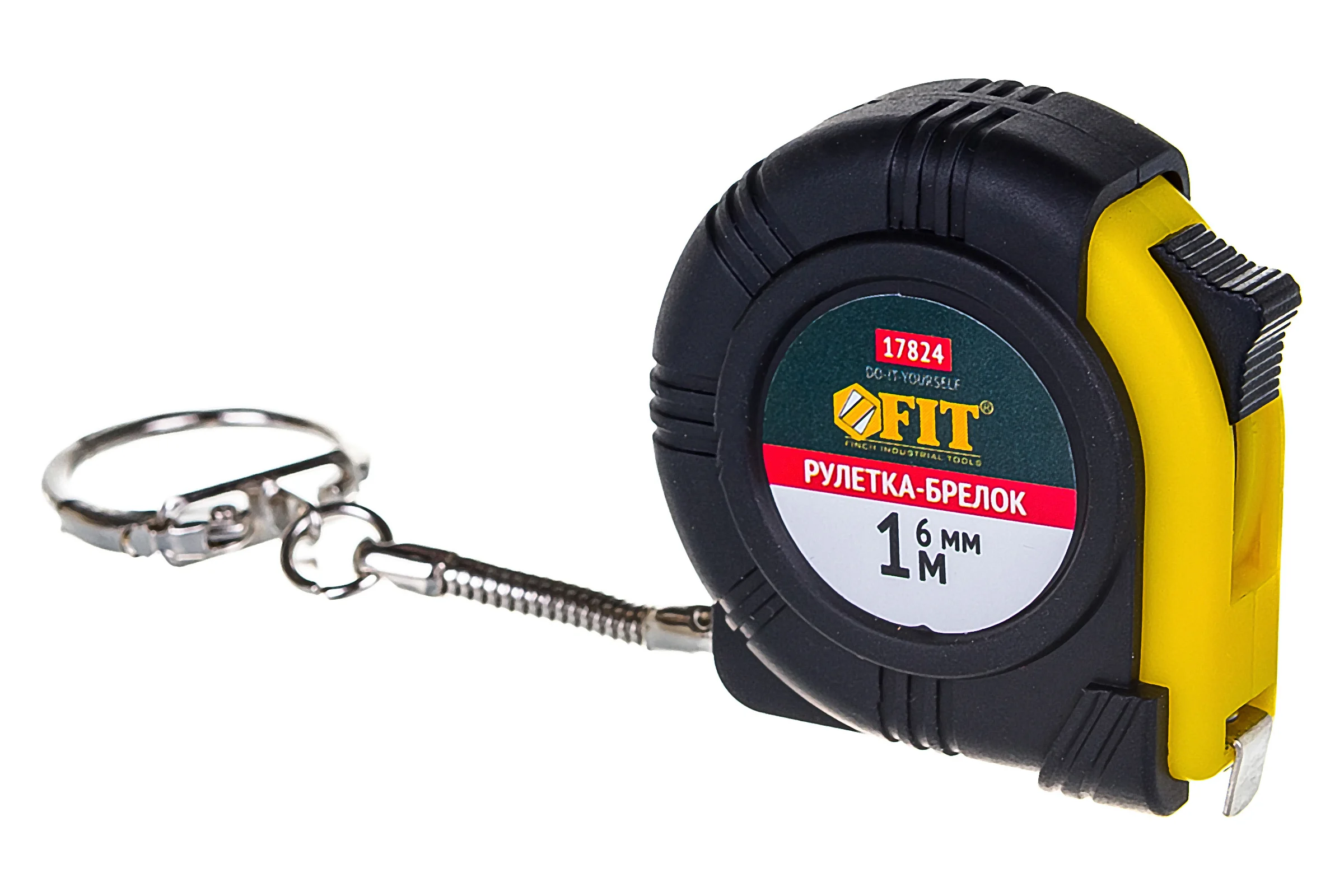 Рулетка-брелок с прорезиненным корпусом 1м FIT DIY 17824