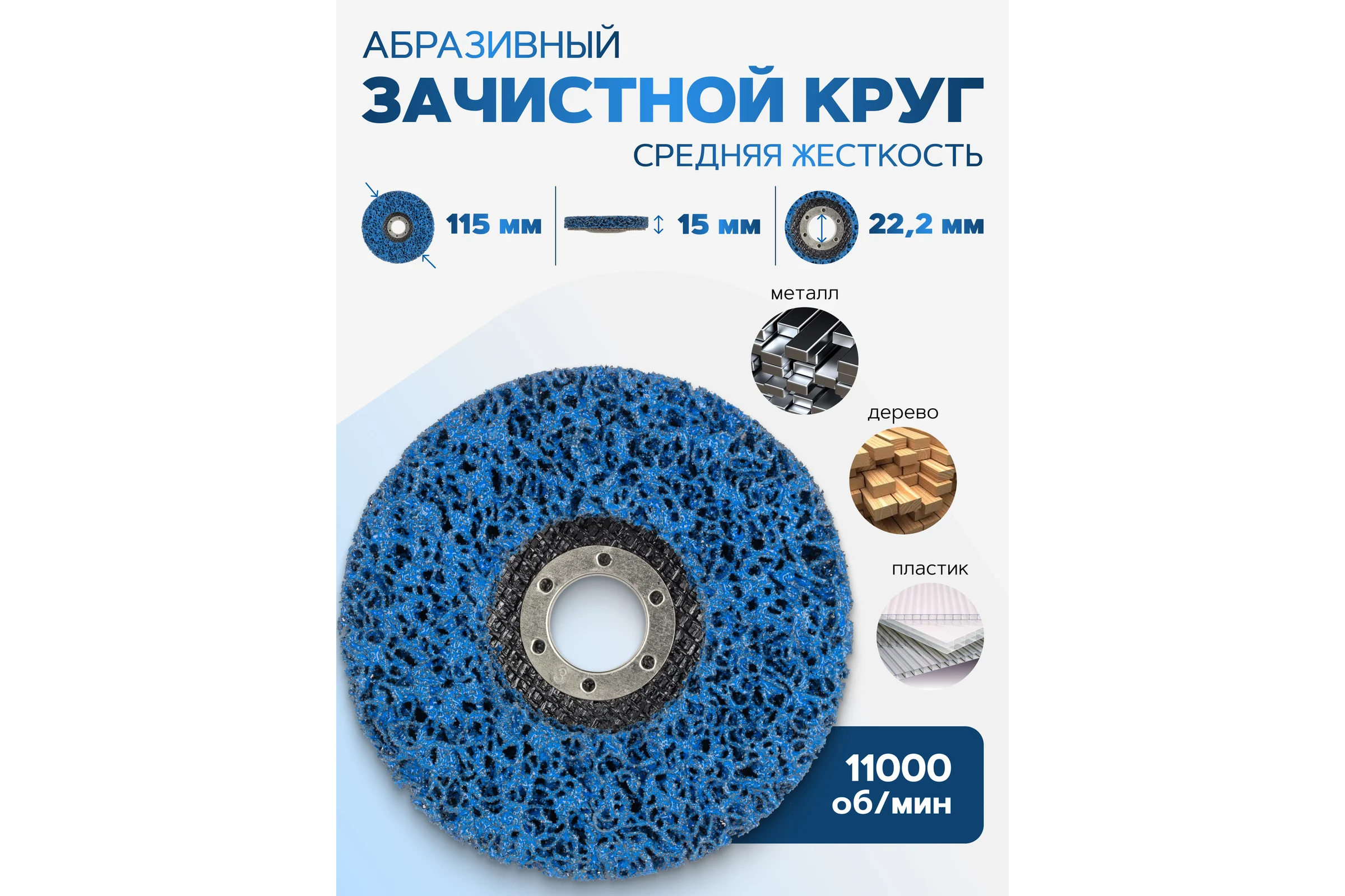 Абразивный круг Rockforce зачистной 115x22.2мм, в блистере RF-BD115B(49205)