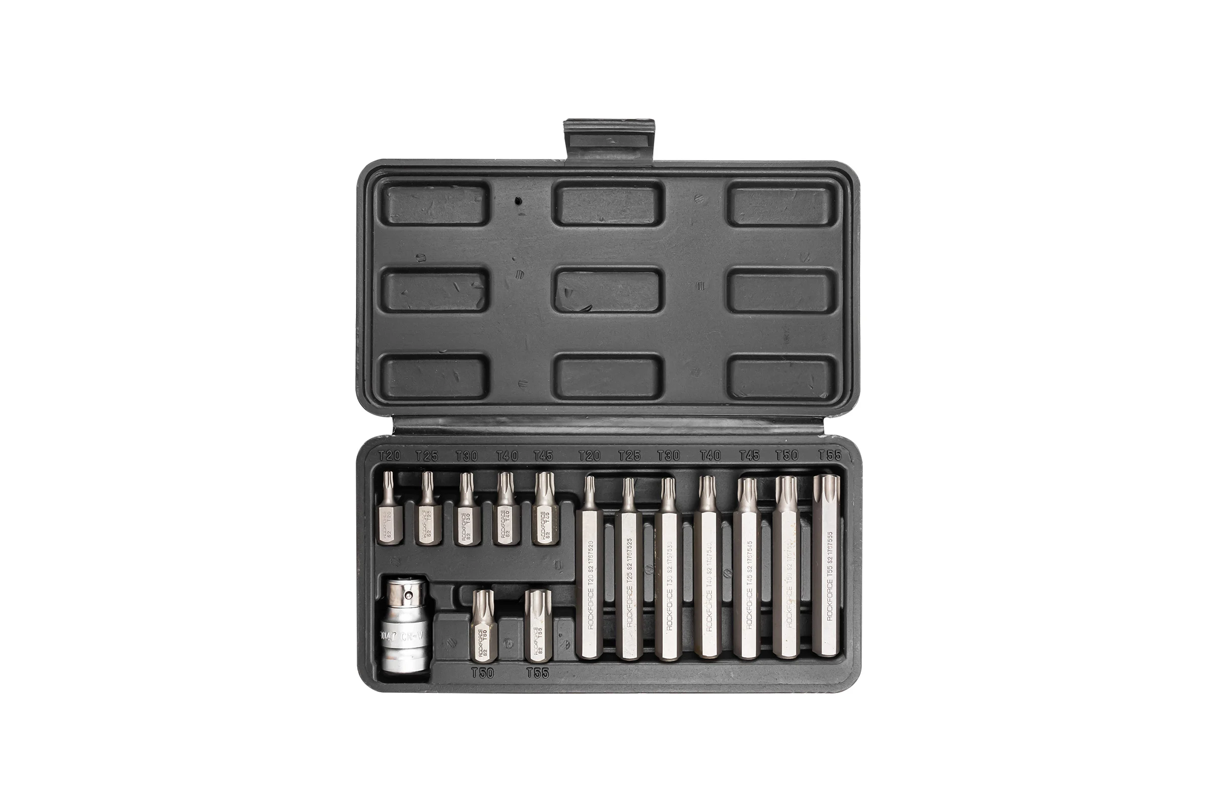Набор бит TORX с битодержателем (15 предметов; 1/2"; в кейсе) Rockforce RF-4156/C/(27210)