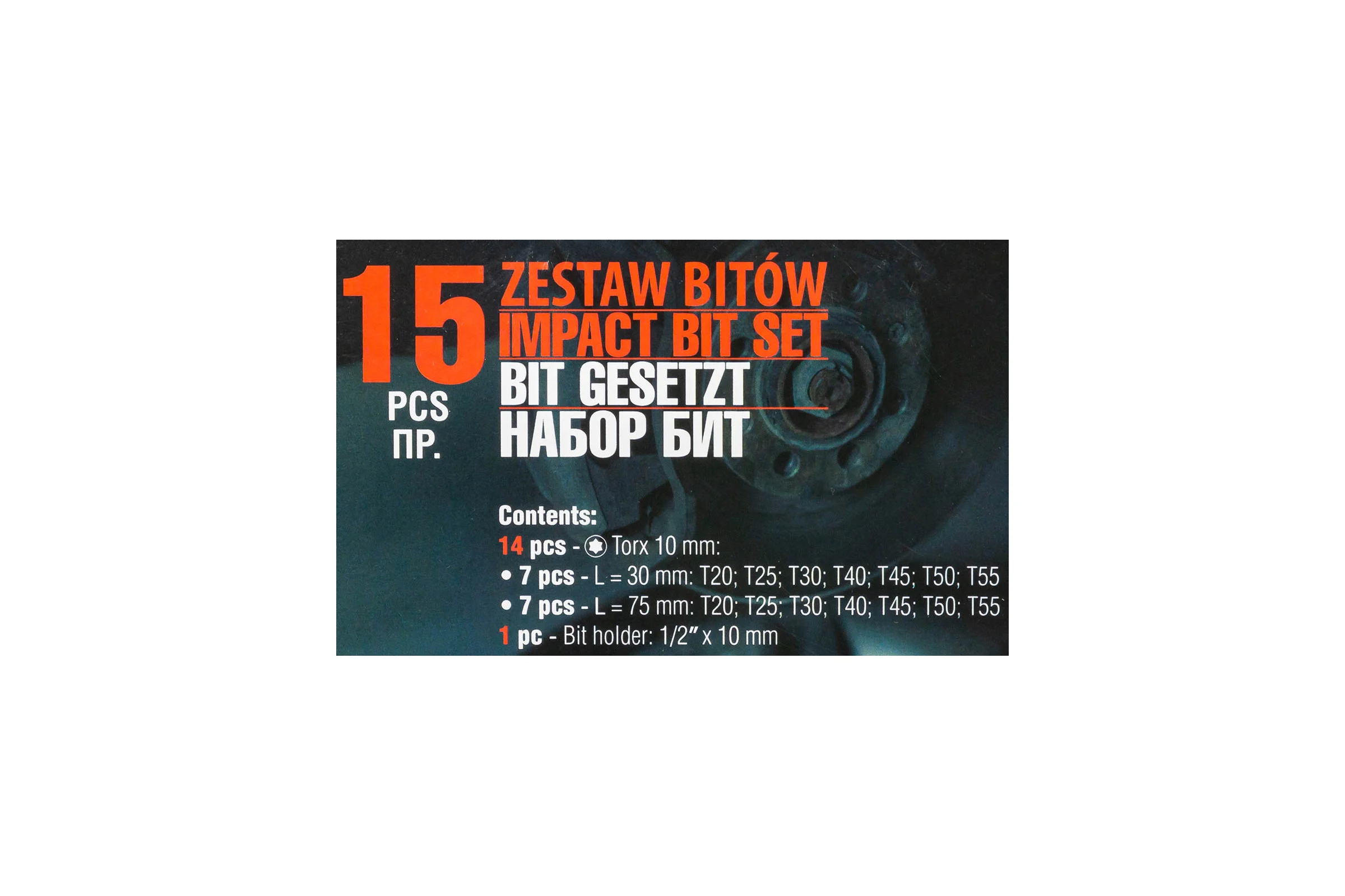 Набор бит TORX с битодержателем (15 предметов; 1/2"; в кейсе) Rockforce RF-4156/C/(27210)