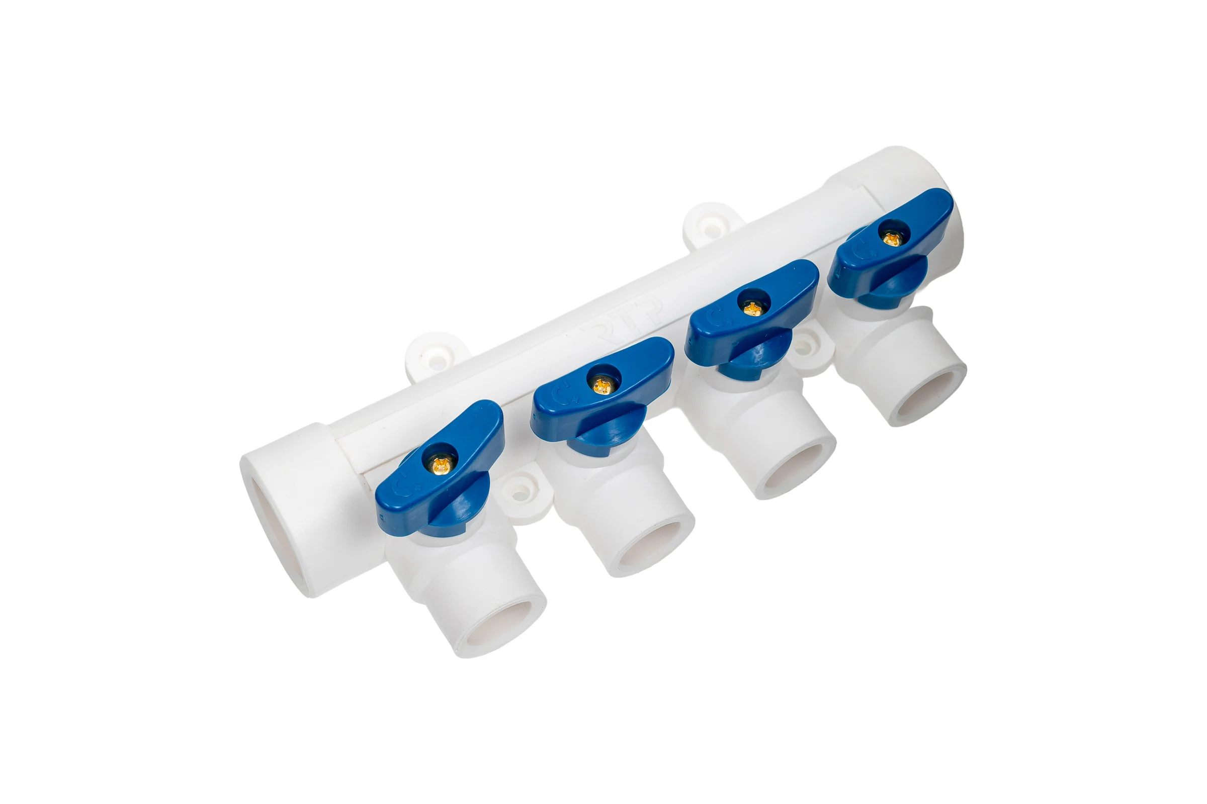 Коллектор с шаровым краном RTP синий PPR 32x20/4 белый 28204