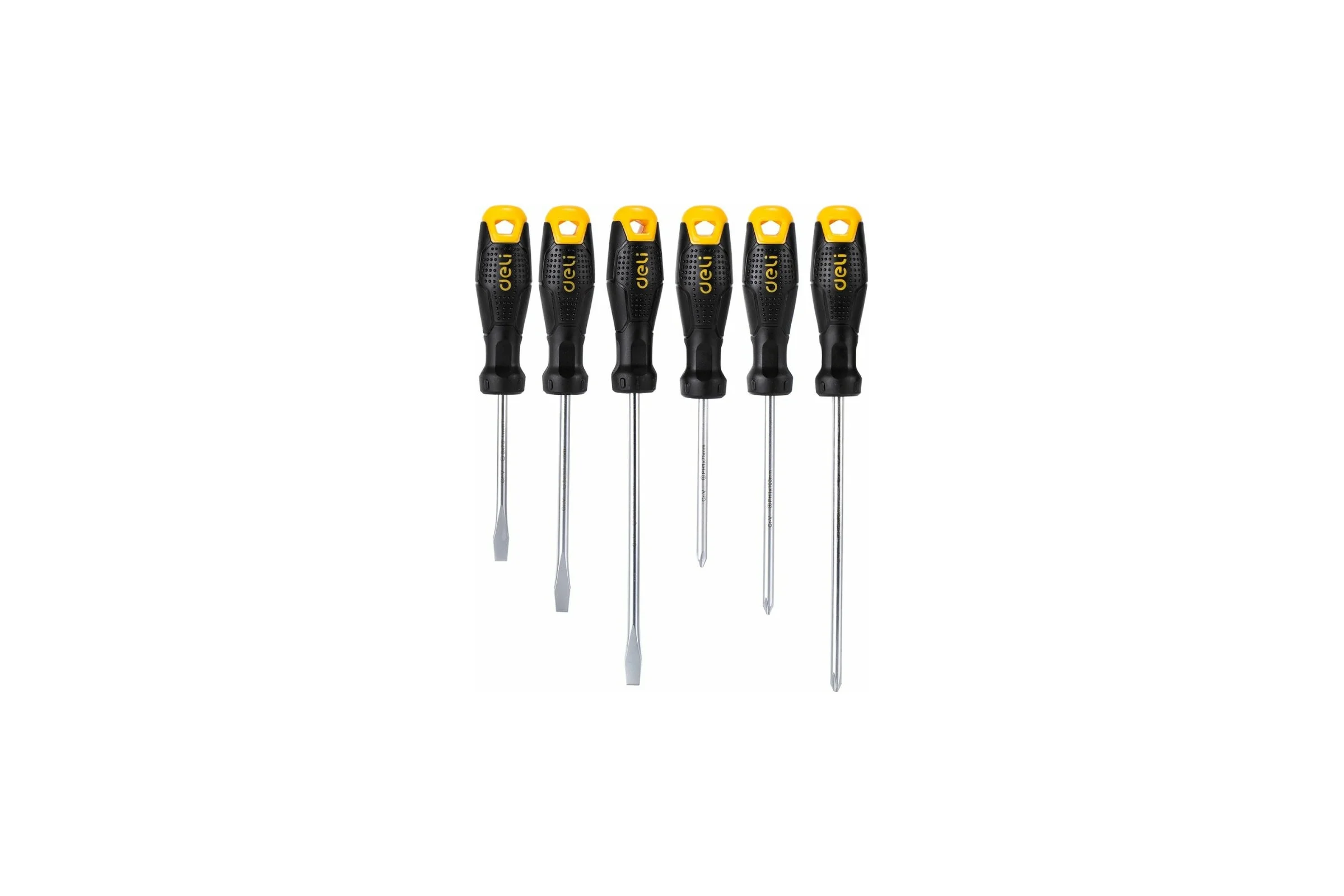 Набор отверток DELI dl620006 SL5x75, SL5x100, SL6x150, PH1x75, PH1x100, PH2x150, 6 шт. 104547