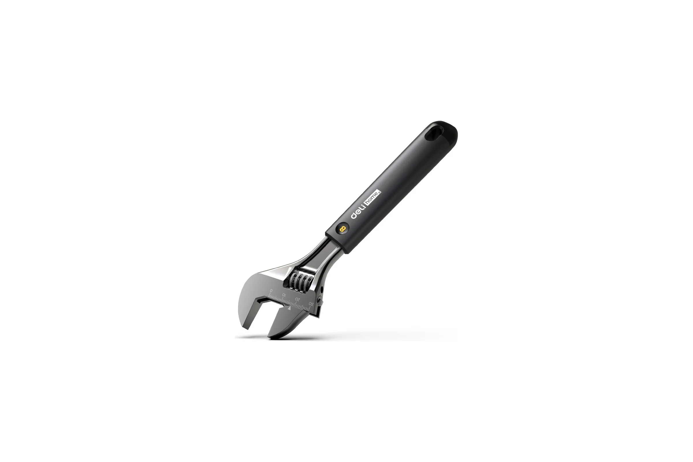 Разводной ключ DELI Home Series Black HT1508 200 мм, Soft Touch рукоять, лазерная гравировка шкалы, эксклюзивный дизайн, подарочная упаковка 104610