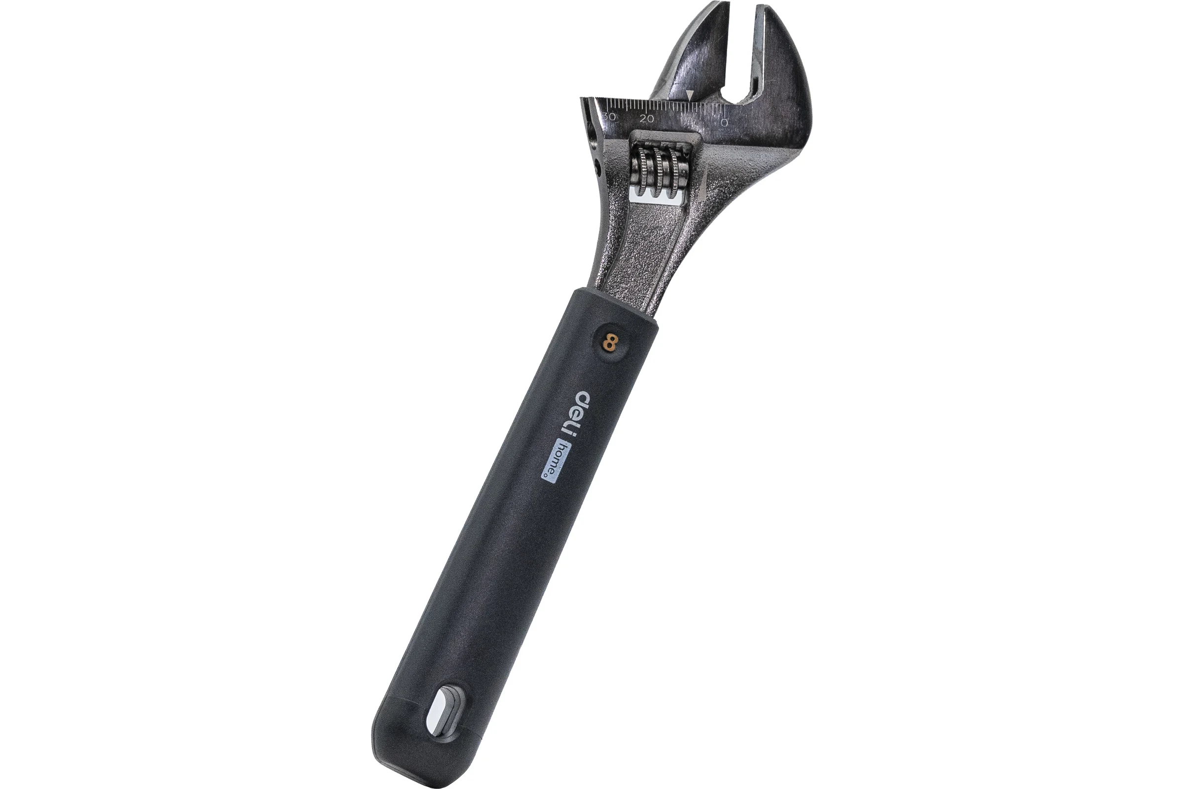 Разводной ключ DELI Home Series Black HT1508 200 мм, Soft Touch рукоять, лазерная гравировка шкалы, эксклюзивный дизайн, подарочная упаковка 104610