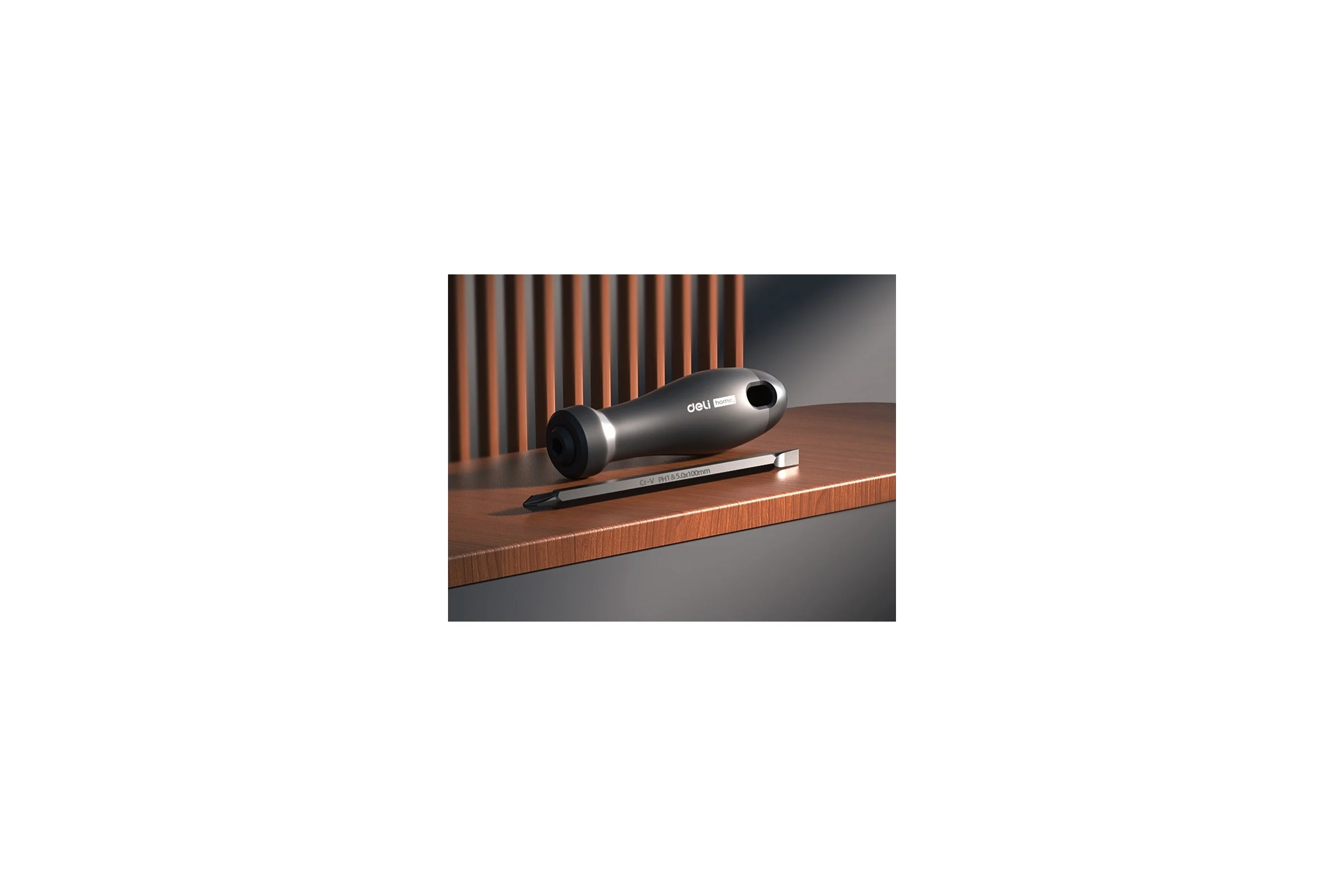 Двухсторонняя отвертка DELI Home Series HT1055 (SL6/PH2, Cr-V, Soft Touch рукоятка, подарочная упаковка, эксклюзивный дизайн) 104599