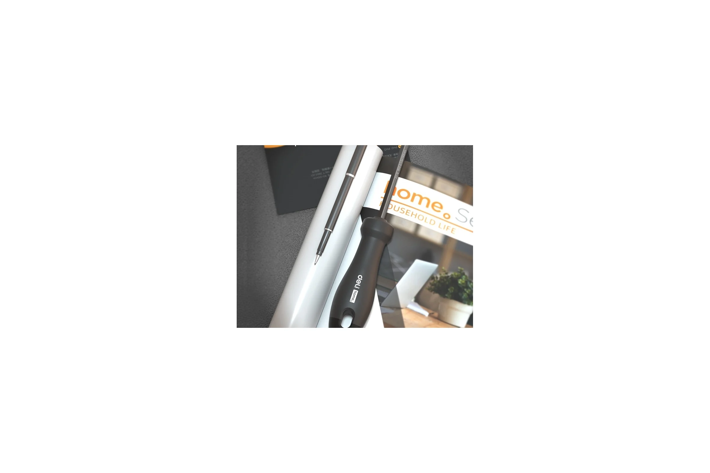 Двухсторонняя отвертка DELI Home Series HT1055 (SL6/PH2, Cr-V, Soft Touch рукоятка, подарочная упаковка, эксклюзивный дизайн) 104599