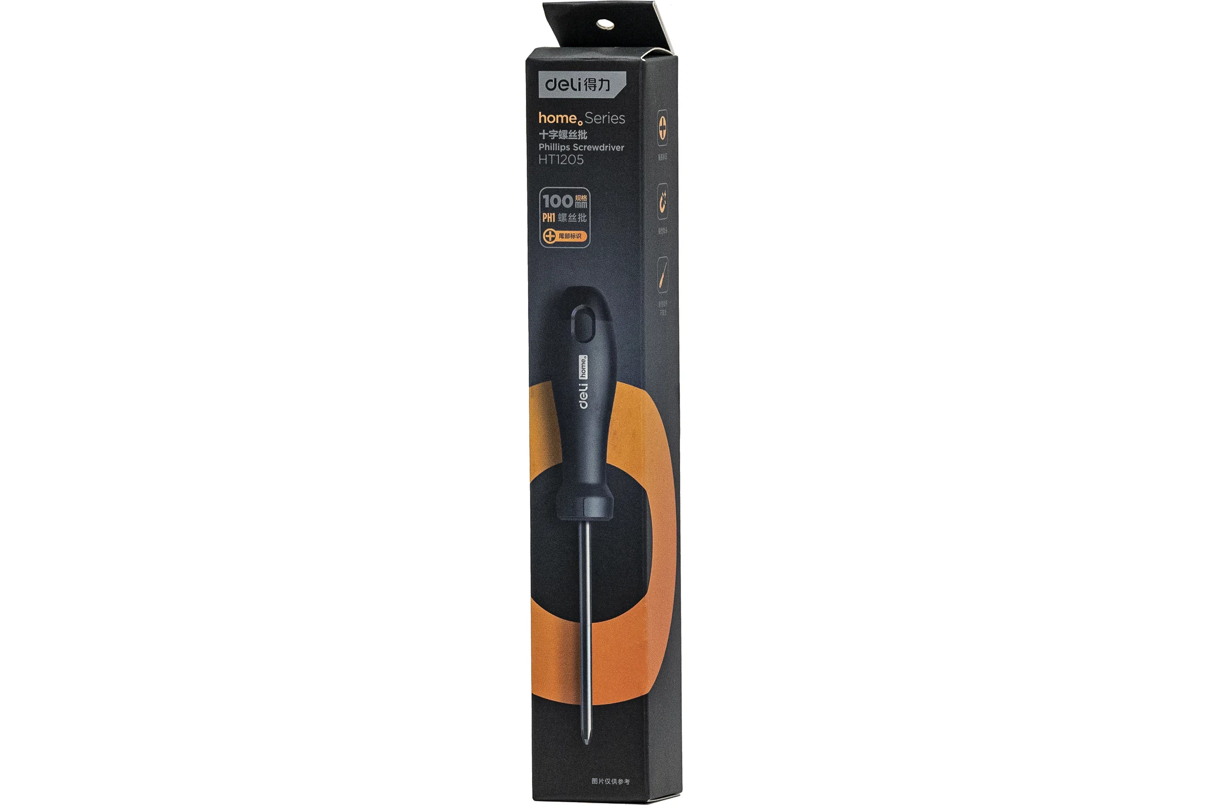Крестовая отвертка DELI Home Series Black HT1205 PH1x100мм, Cr-V, Soft Touch рукоятка, подарочная упаковка, эксклюзивный дизайн 104607