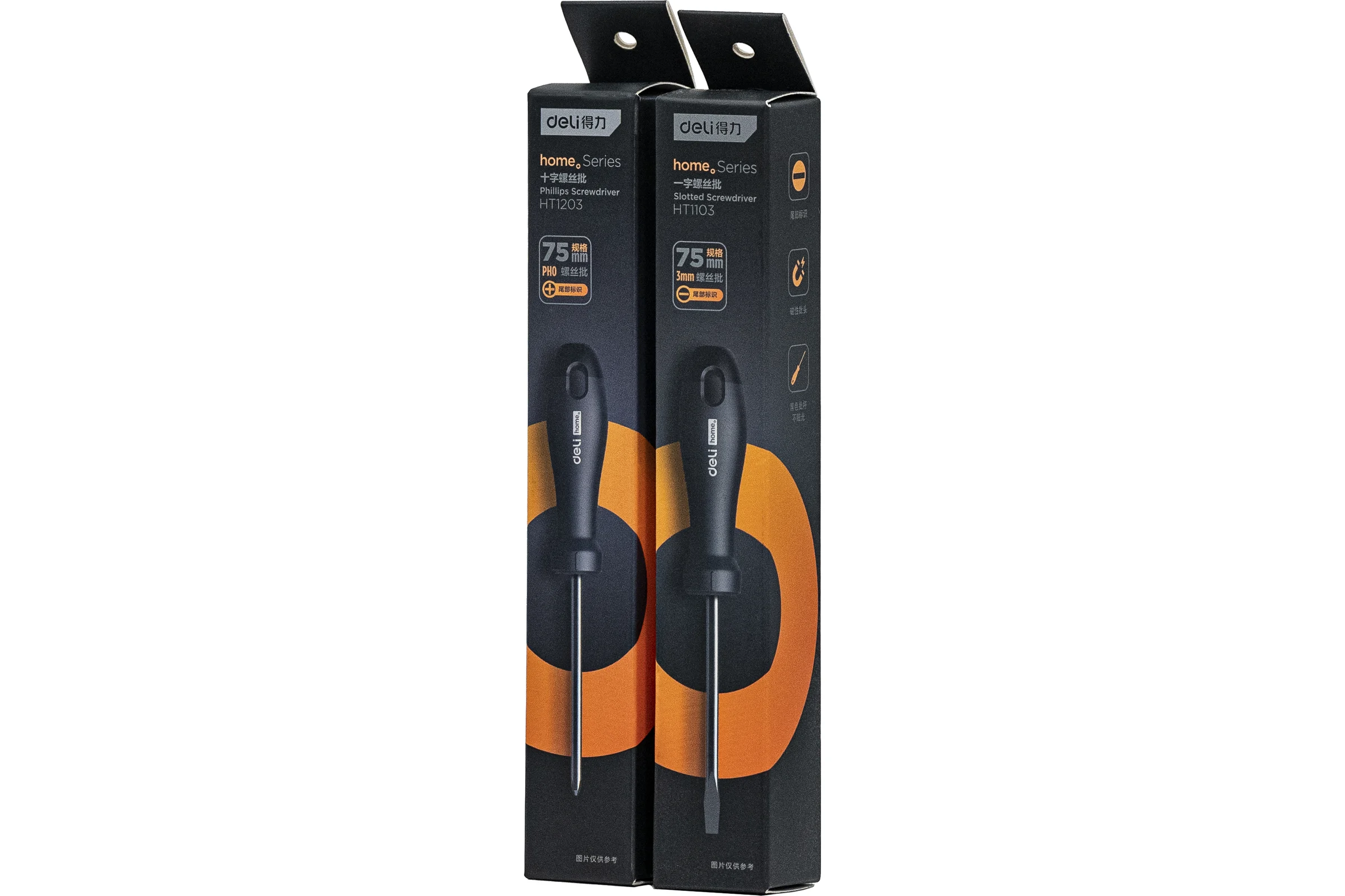 Крестовая отвертка DELI Home Series Black HT1203 PH0x75мм, Cr-V, Soft Touch рукоятка, подарочная упаковка, эксклюзивный дизайн 104606