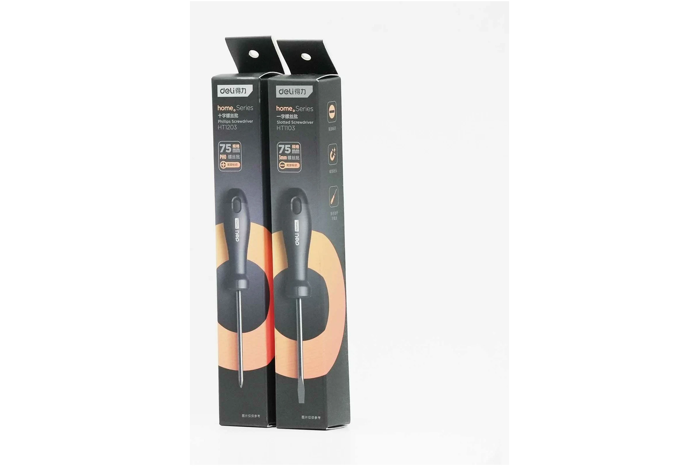 Крестовая отвертка DELI Home Series Black HT1203 PH0x75мм, Cr-V, Soft Touch рукоятка, подарочная упаковка, эксклюзивный дизайн 104606