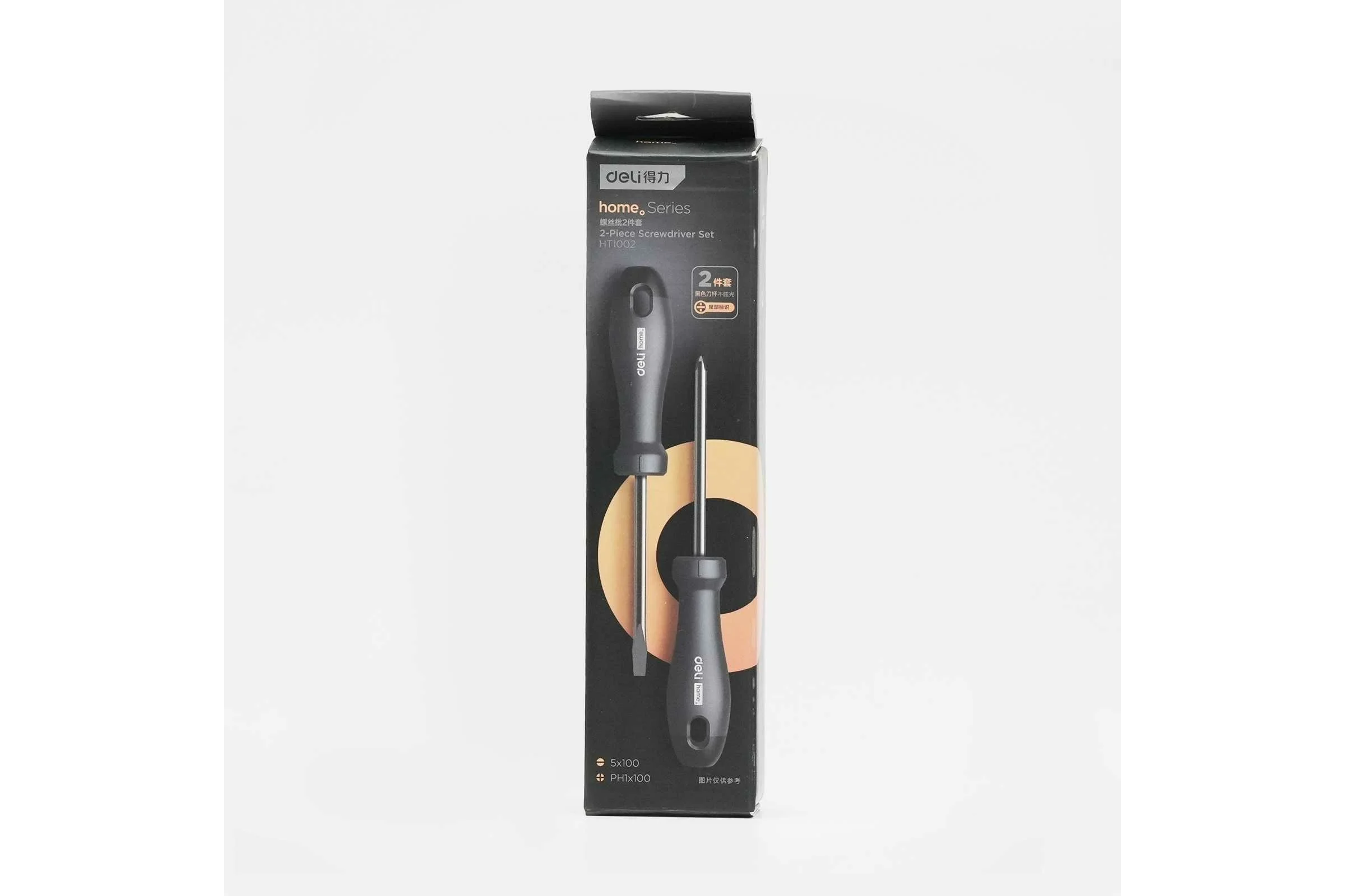 Набор отверток DELI Home Series Black HT1002 2 шт. (PH1x100, SL5x100, Cr-V, Soft Touch рукоятка, подарочная упаковка, эксклюзивный дизайн) 104594