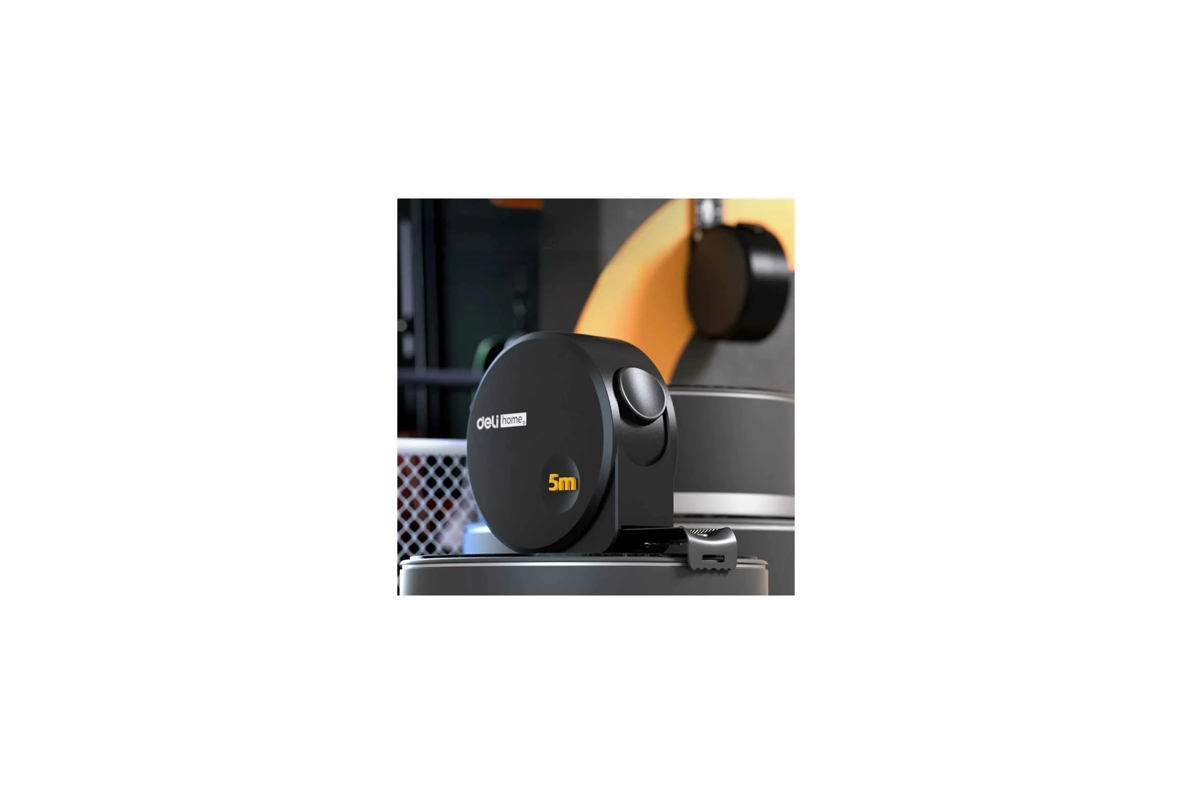 Рулетка DELI Home Series Black HT8519 5 м, 19 мм, эксклюзивный дизайн, корпус высококачественный Софт-тач пластик 104619