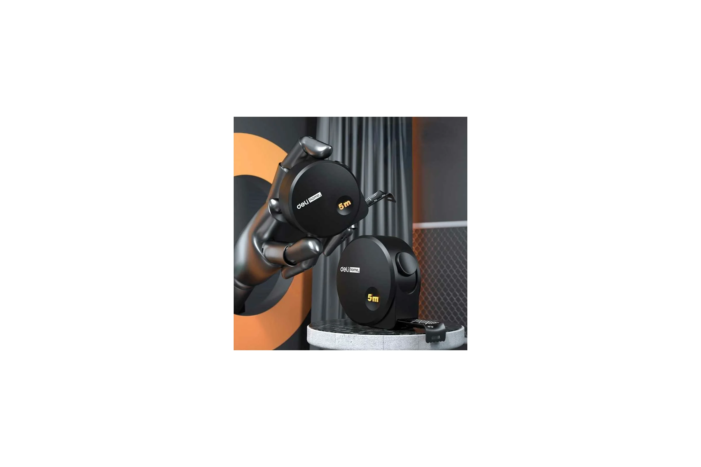 Рулетка DELI Home Series Black HT8519 5 м, 19 мм, эксклюзивный дизайн, корпус высококачественный Софт-тач пластик 104619