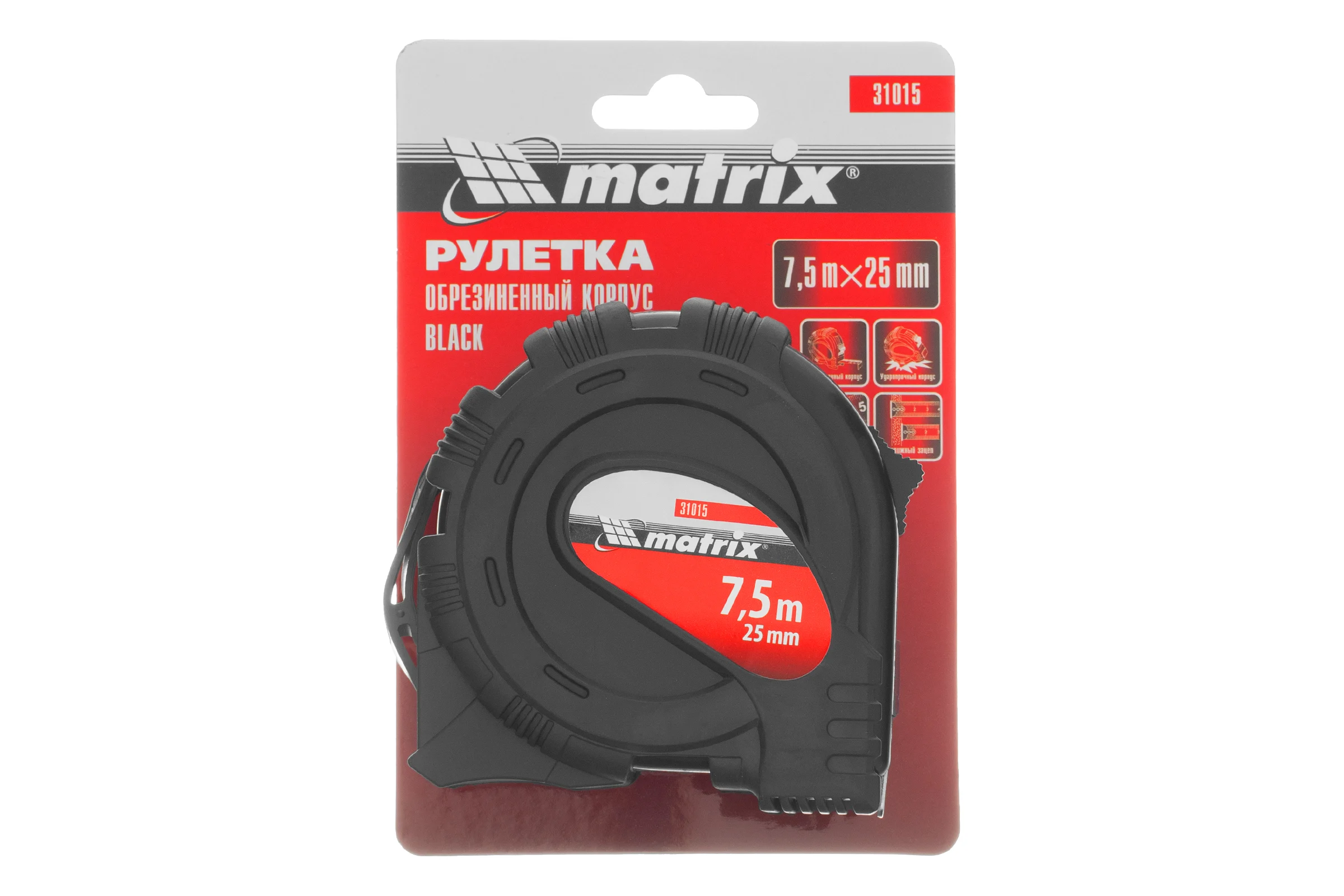 Рулетка Black 7,5 м х 25 мм MATRIX 31015