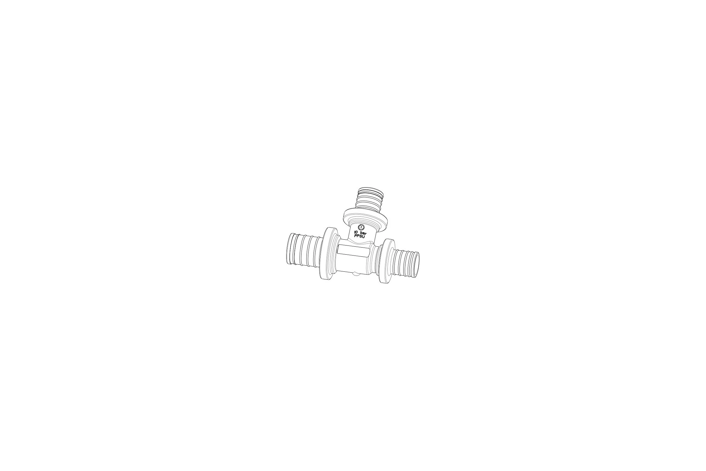 Тройник ELSEN 32, 25, 25, PPSU полифенилсульфон PX, редукционный EFA31.322525