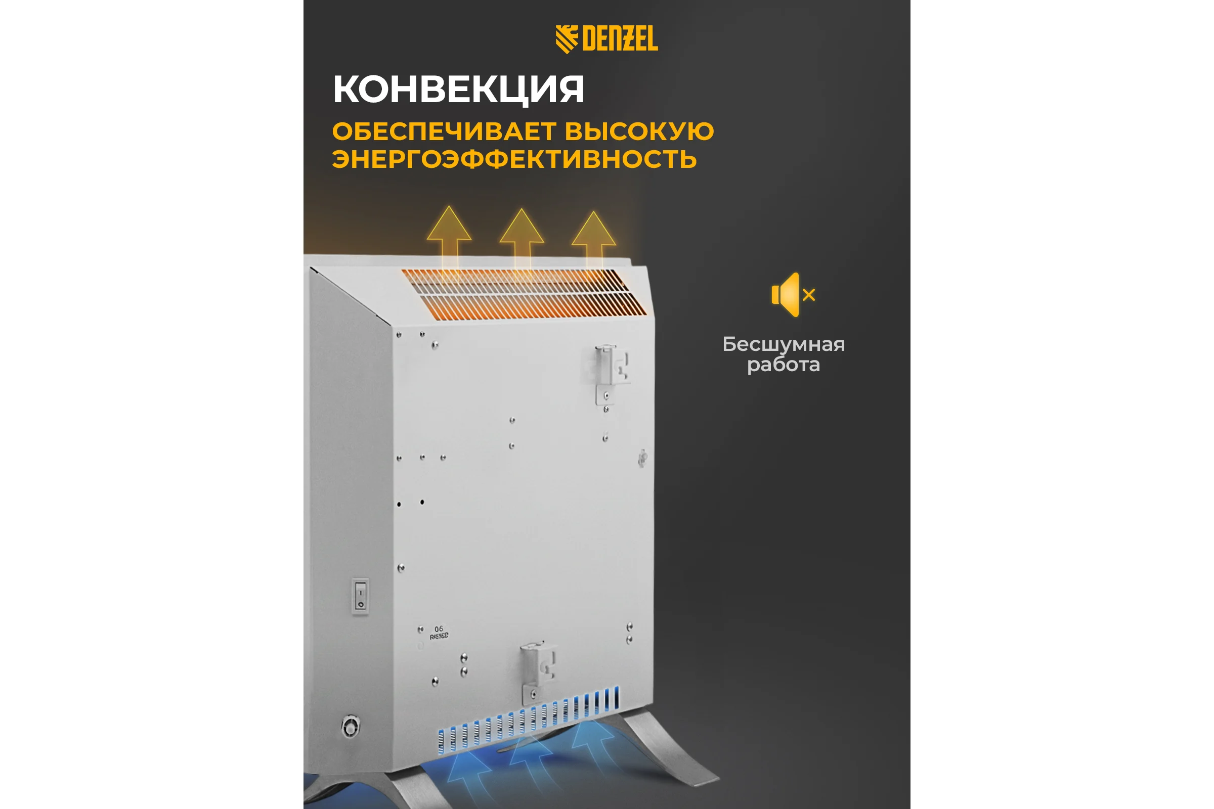 Электрический конвектор Denzel optiprime-1000, wi-fi, тачскрин, цифровой термостат, 1000 вт 98121