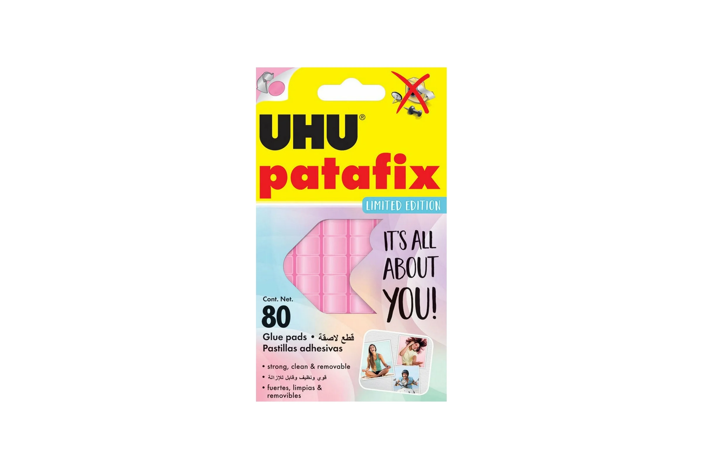 Клеящие подушечки UHU пастельные розовые, Patafix, 80 шт. 34445