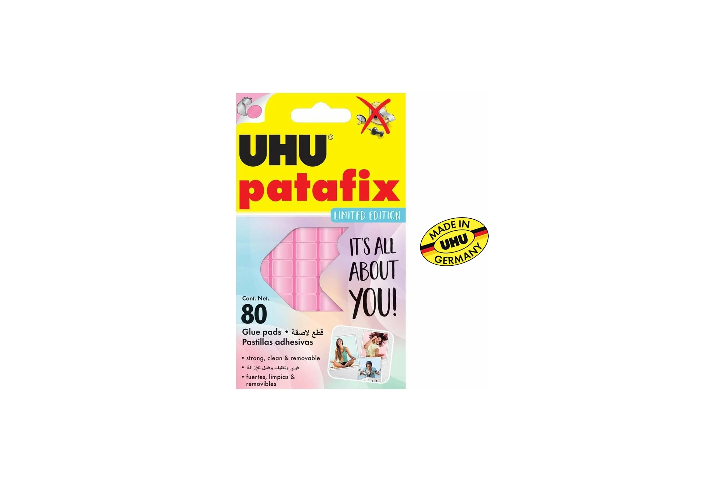 Клеящие подушечки UHU пастельные розовые, Patafix, 80 шт. 34445