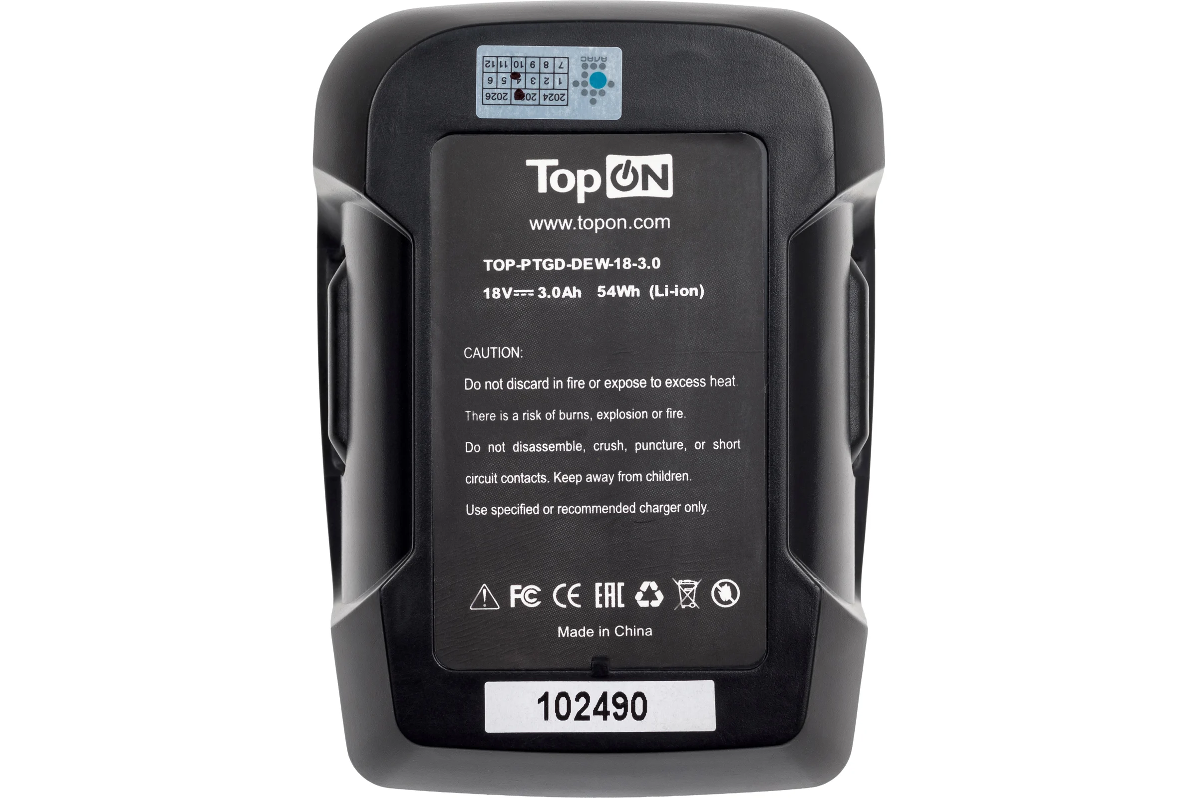 Аккумулятор 18V, 3.0Ah (Li-Ion) для DeWalt PN: DC9180, DC9181, DC9182 TopOn TOP-PTGD-DEW-18-3.0