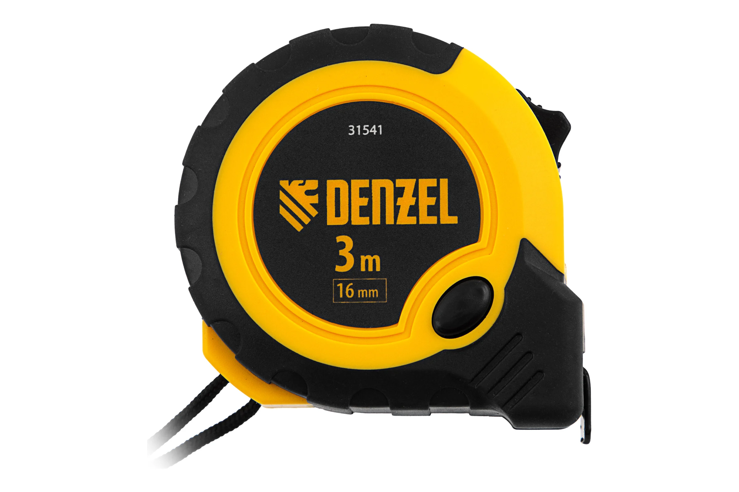 Рулетка Denzel 3 м, 16 мм, двухкомпонентный корпус, кнопка-пауза 31541