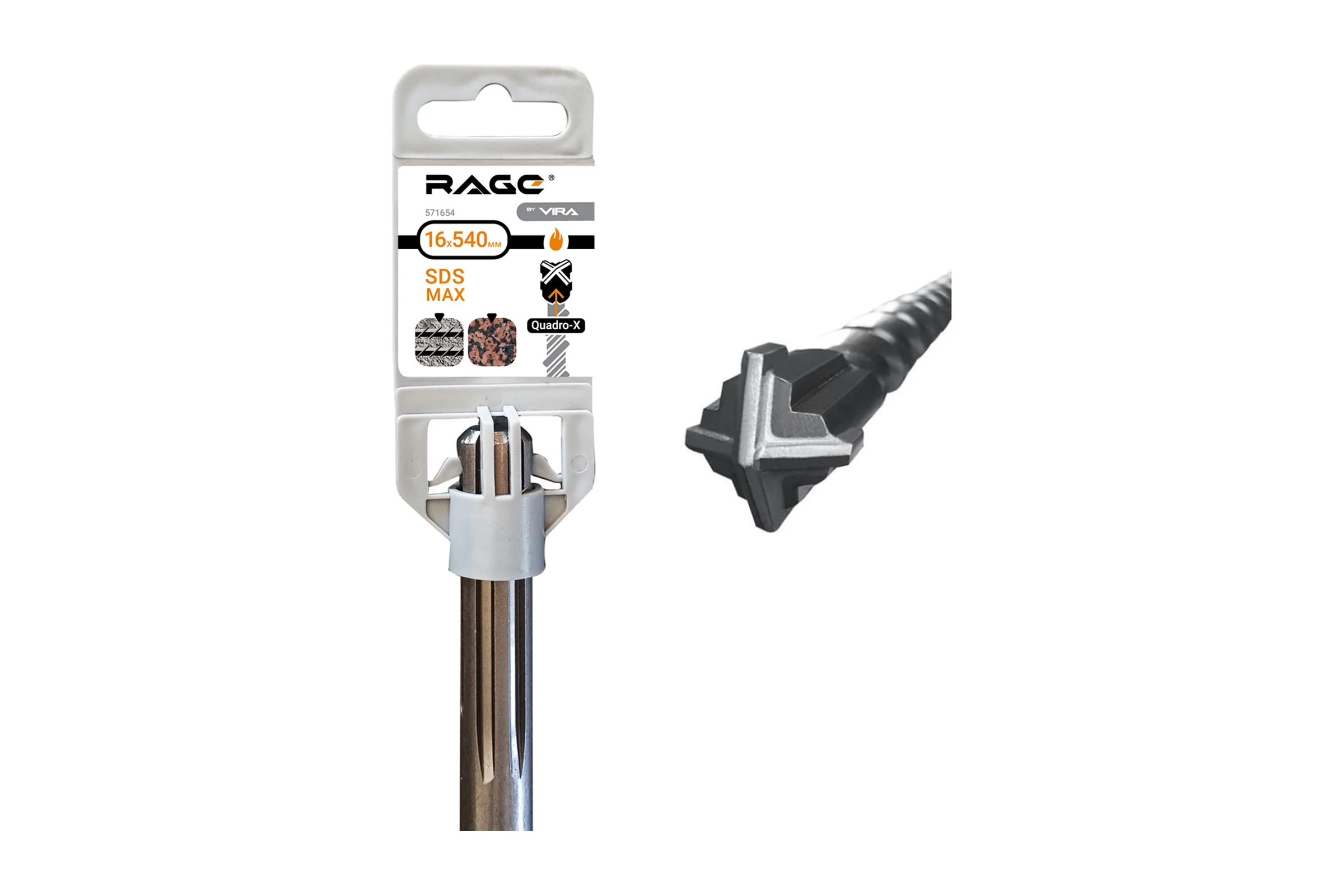 бур по бетону RAGE By VIRA Quadro-X 16 x 540 мм sds-max 571654
