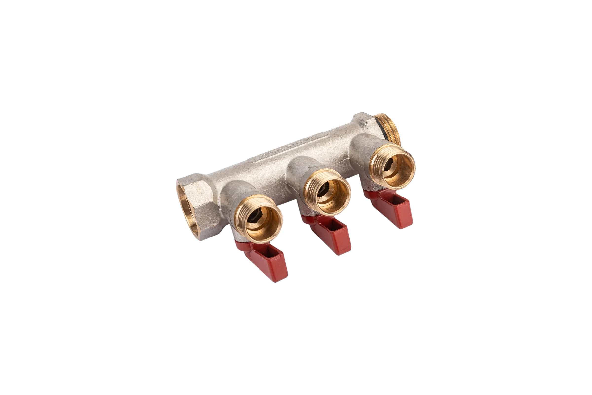 Коллектор с шаровыми кранами STOUT Smb 6210 341203 3/4", 3 отвода 1/2", красные ручки RG0091AACQM2BK