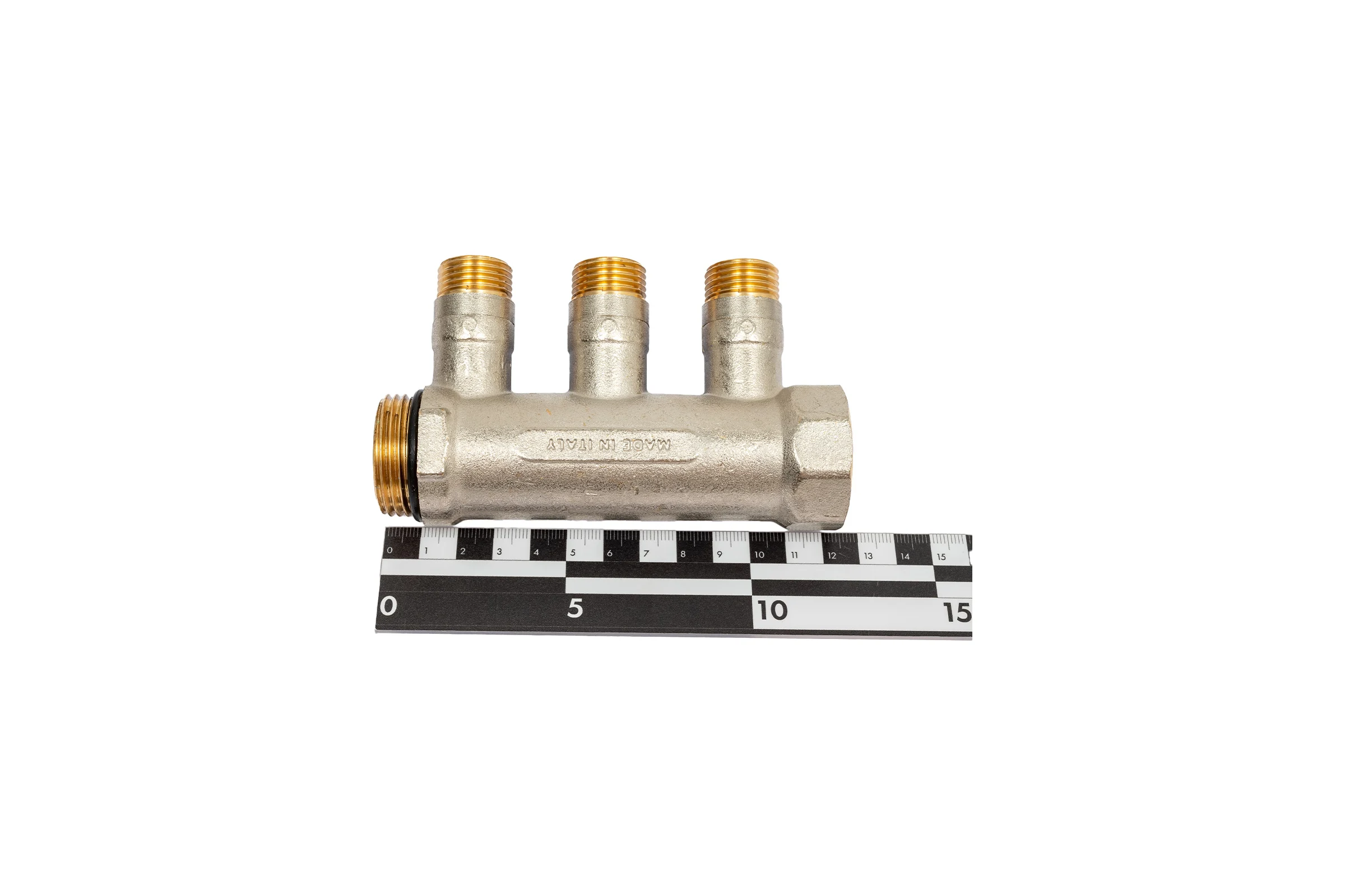 Коллектор с шаровыми кранами STOUT Smb 6211 011203 1", 3 отвода 1/2", синие ручки RG0091AACQMBJO