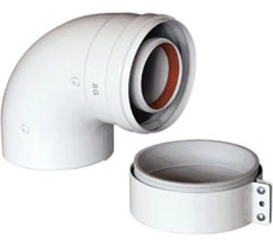 Отвод (90°; d 60/100 мм) с муфтой для коаксиальных труб Baxi KHG 714101410