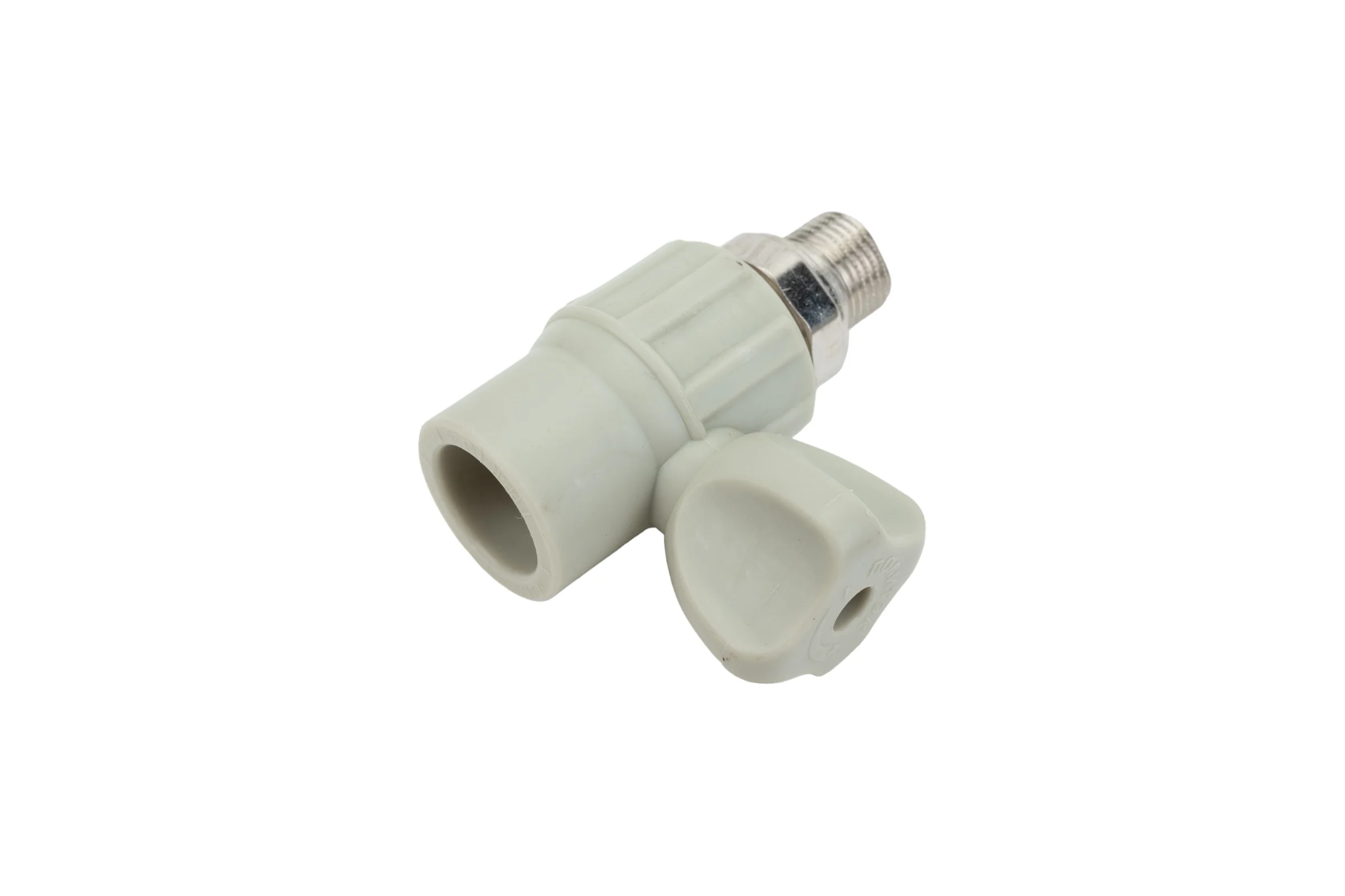 Радиаторный кран Политэк 25x1/2 прямой PPRC, серый (25/75) 9999012512с