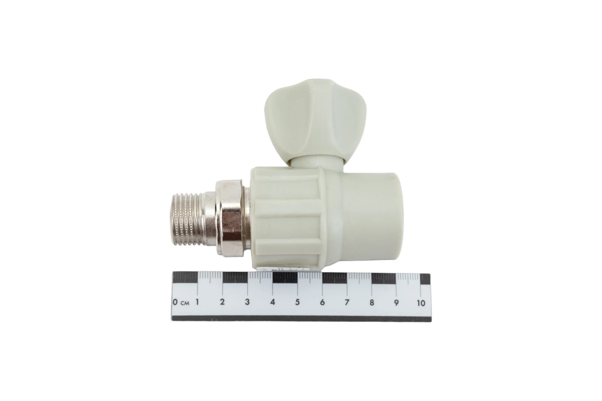 Радиаторный кран Политэк 25x1/2 прямой PPRC, серый (25/75) 9999012512с