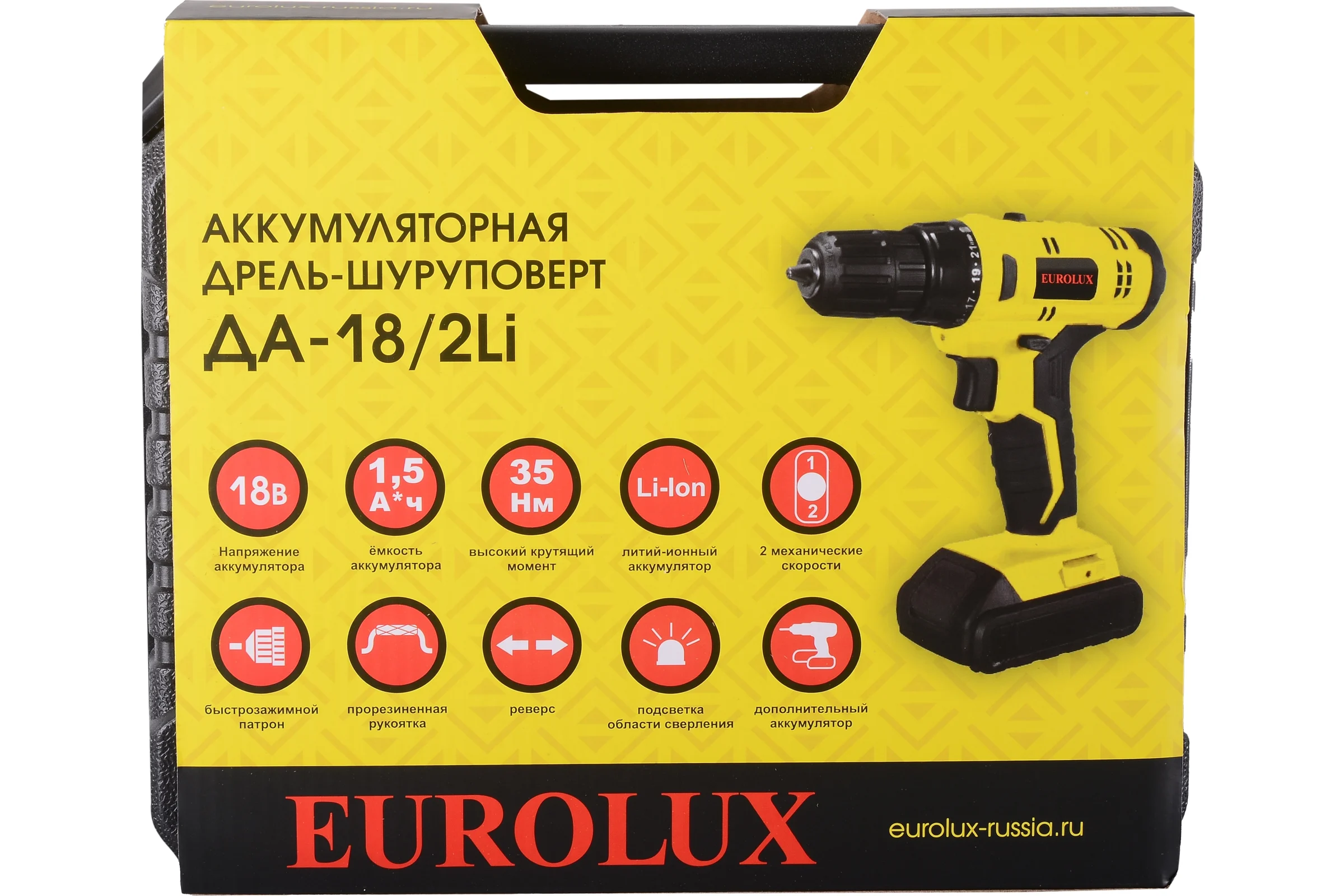 Аккумуляторная дрель-шуруповерт Eurolux ДА-18/2Li 72/14/40